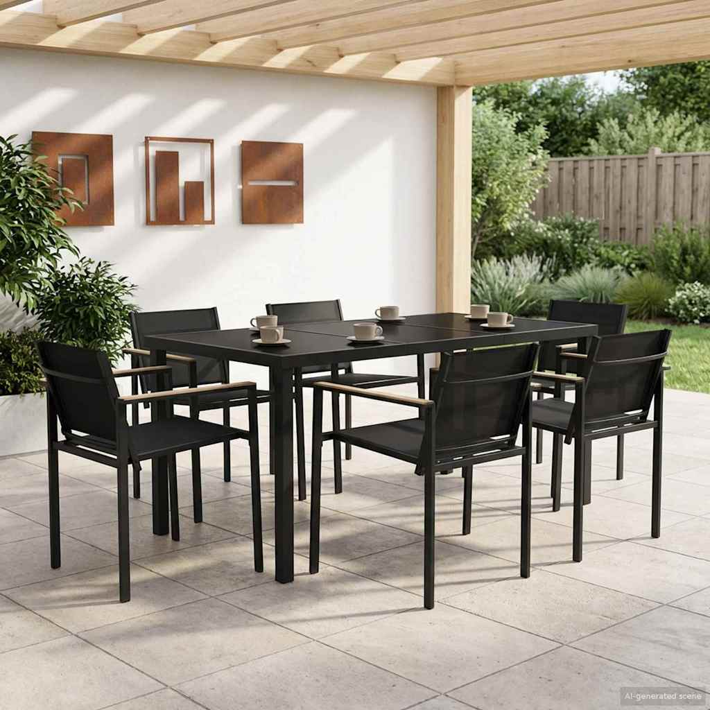 Utemøbelsett 7 pcs Svart og Anthracite 160 x 80 x 73 cm