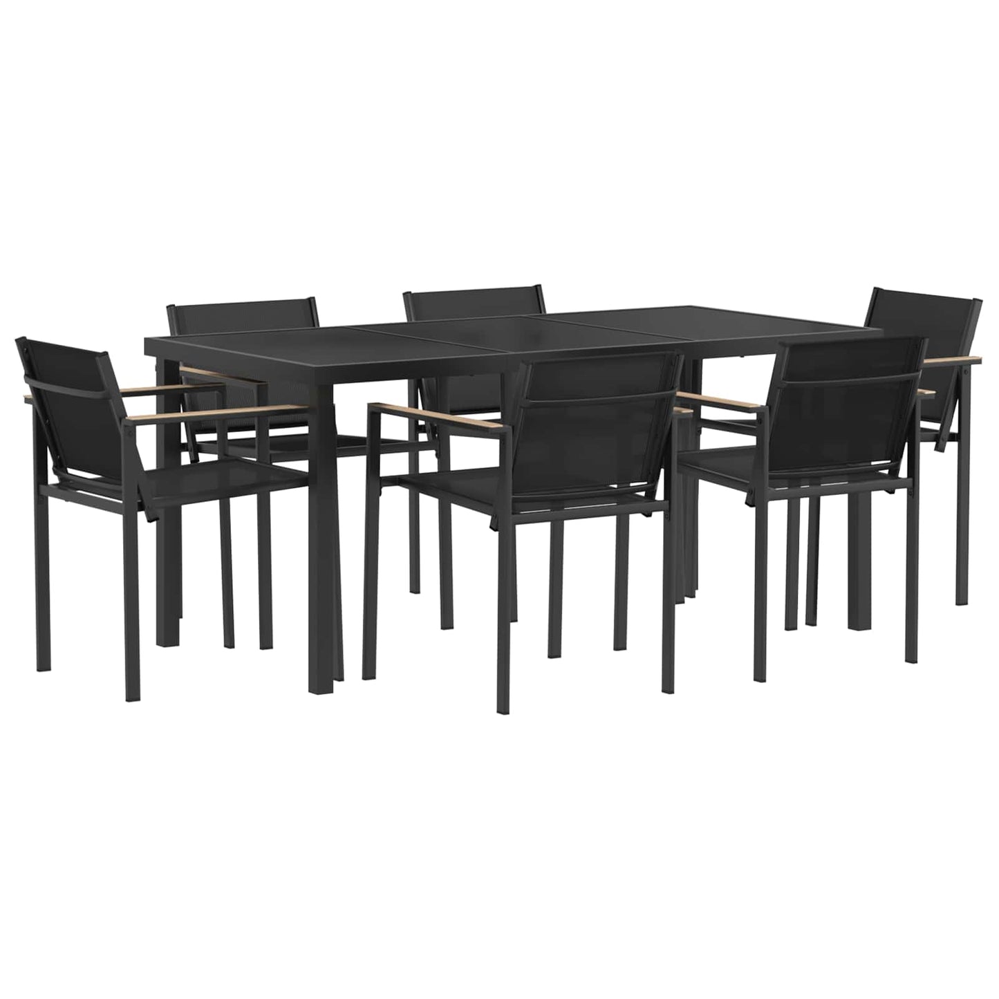 Utemøbelsett 7 pcs Svart og Anthracite 160 x 80 x 73 cm