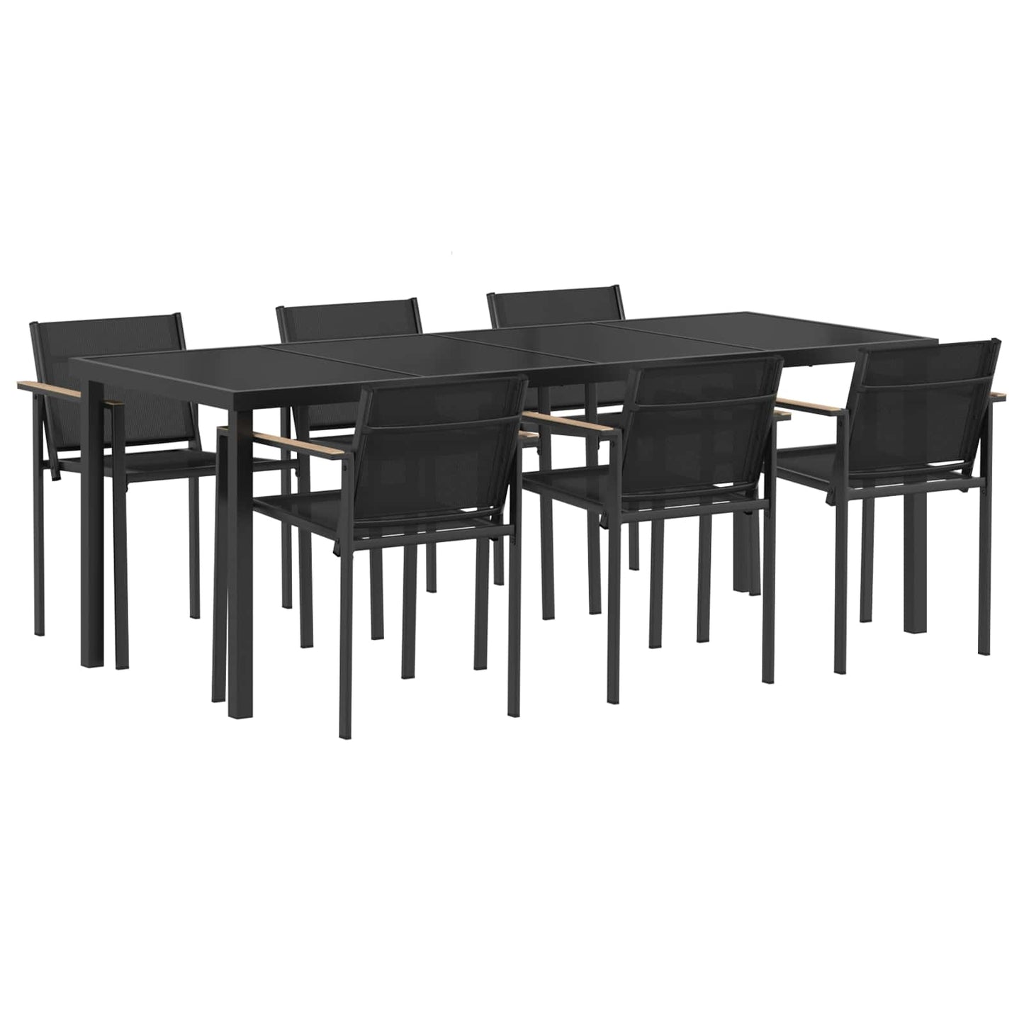 Utemøbelsett 7 pcs Svart og Anthracite Textilene