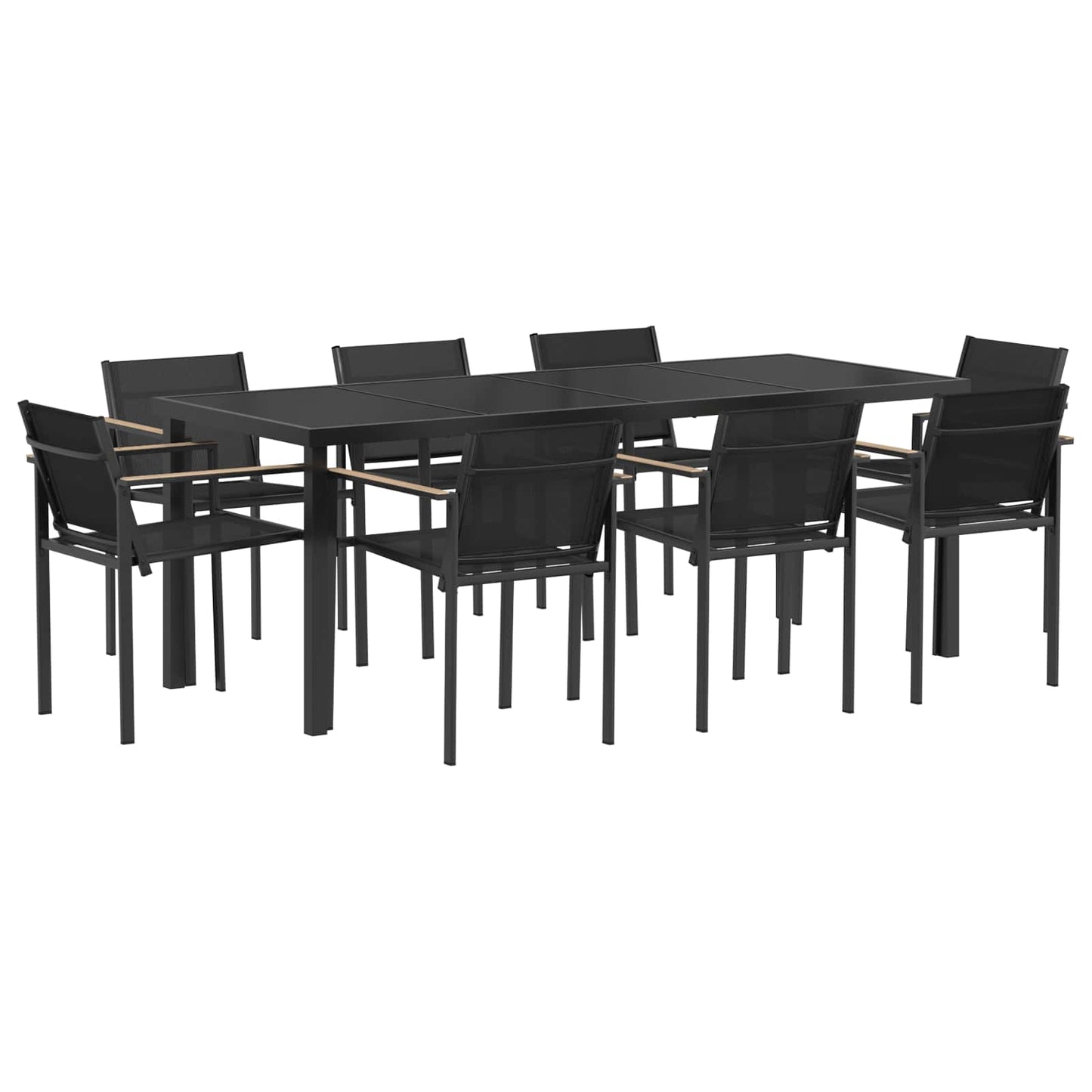 Utemøbelsett 9 pcs Svart og Anthracite Textilene