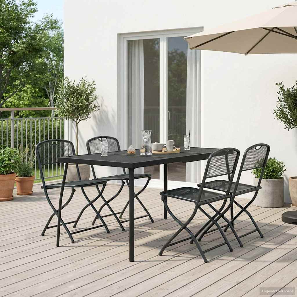 Utemøbelsett 5 pcs Antrasitt Jern og stål