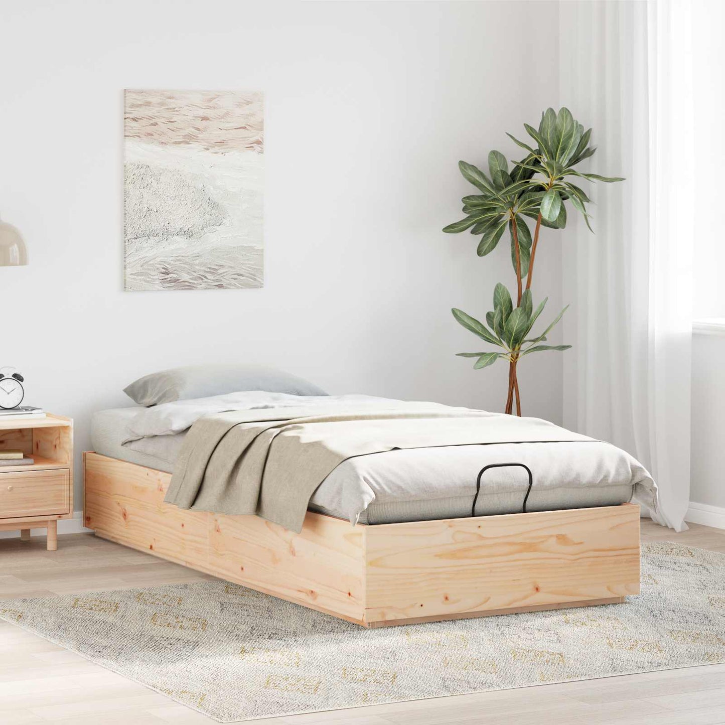 Ottoman sengeramme med lagring Naturlig 80 x 200 cm Massiv furu vidaXL