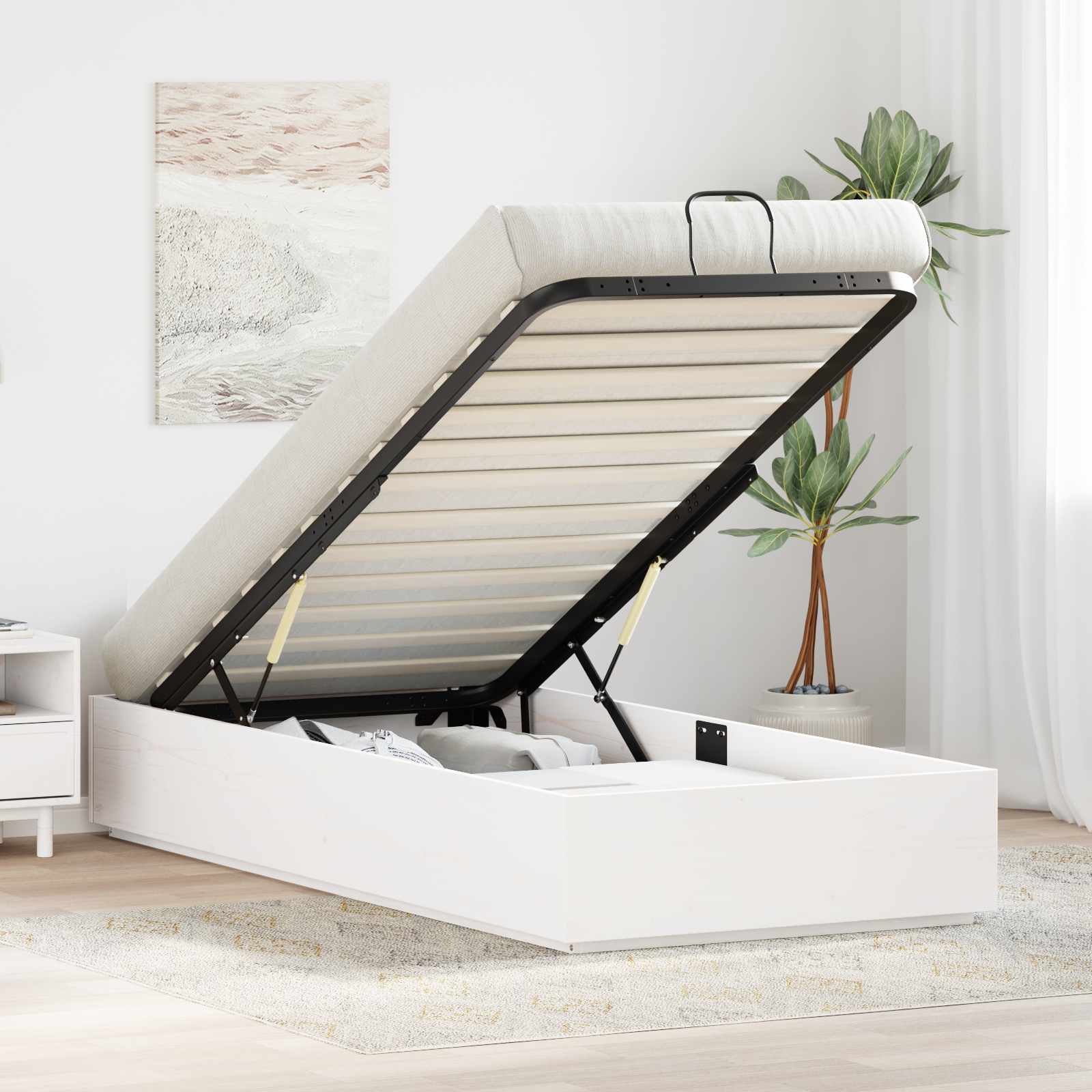 Ottoman sengeramme med lagring Hvit 80 x 200 cm Massiv furu vidaXL