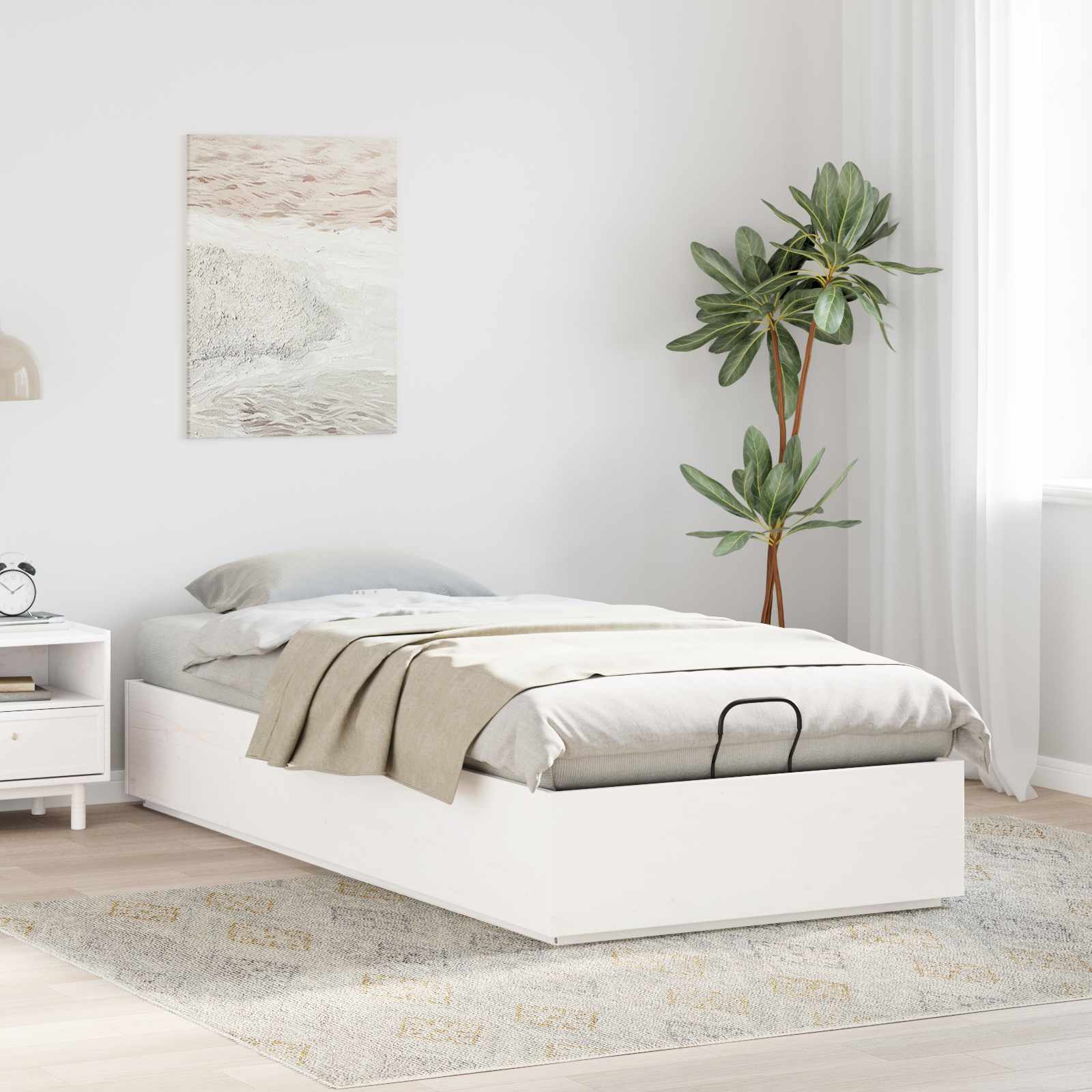 Ottoman sengeramme med lagring Hvit 80 x 200 cm Massiv furu vidaXL