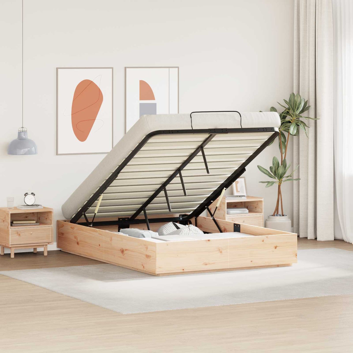 Ottoman sengeramme Naturlig 140 x 190 cm Massiv furu