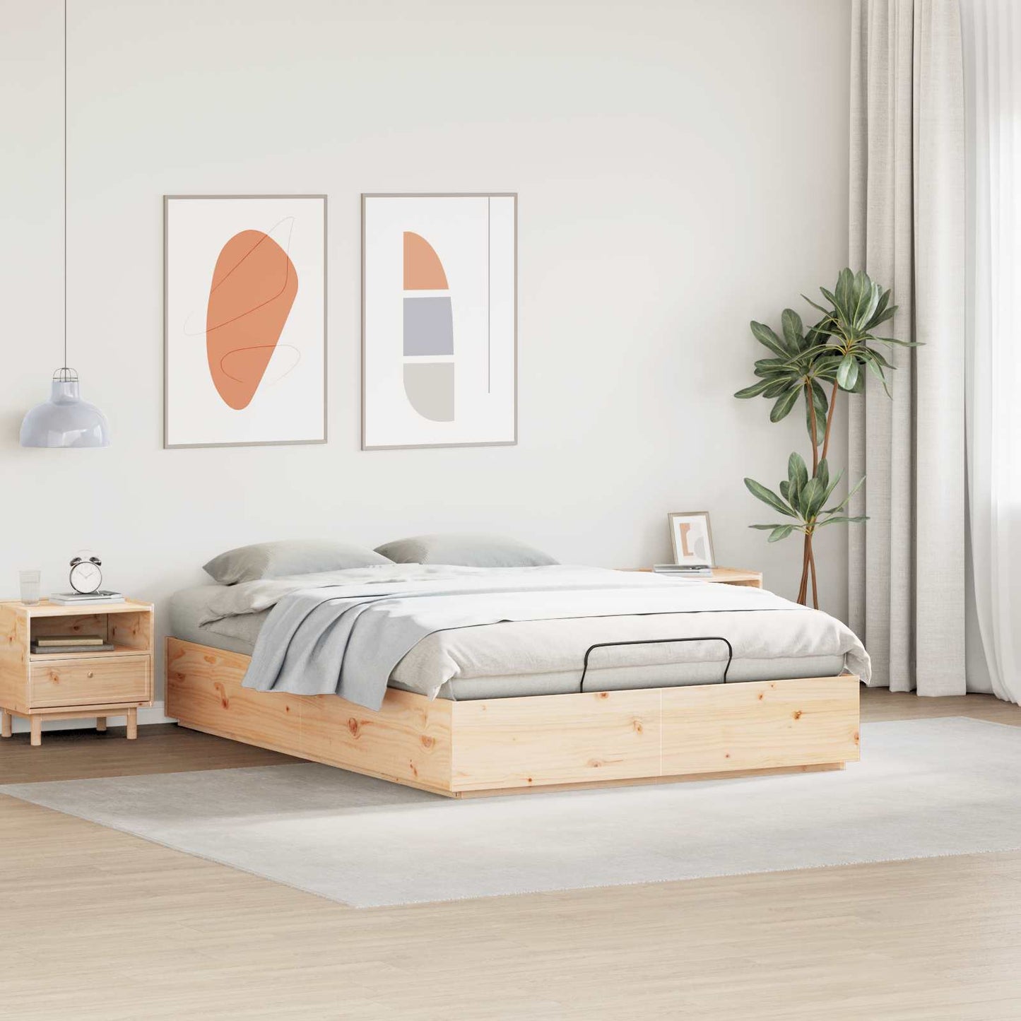 Ottoman sengeramme Naturlig 140 x 190 cm Massiv furu