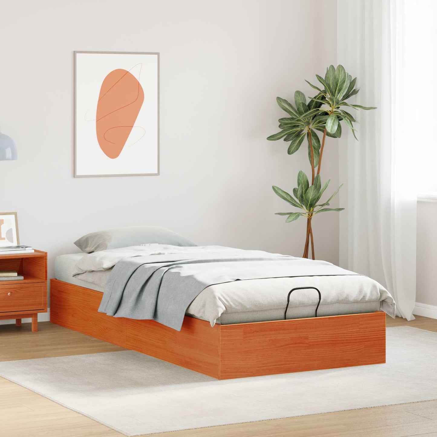 Ottoman Seng Ramme med Oppbevaring VoksBrun 80 x 200 cm
