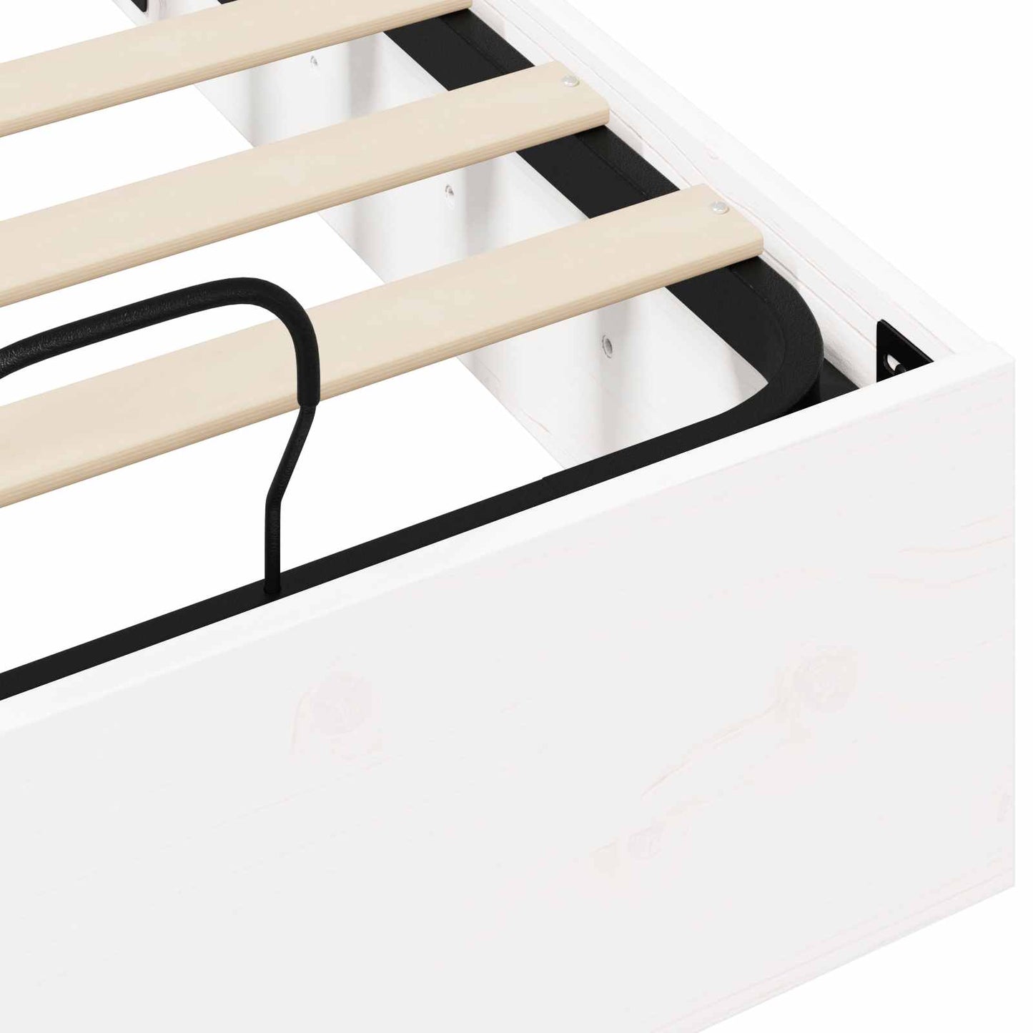 Ottoman Seng Ramme med Oppbevaring Hvit 90 x 200 cm Massiv furu