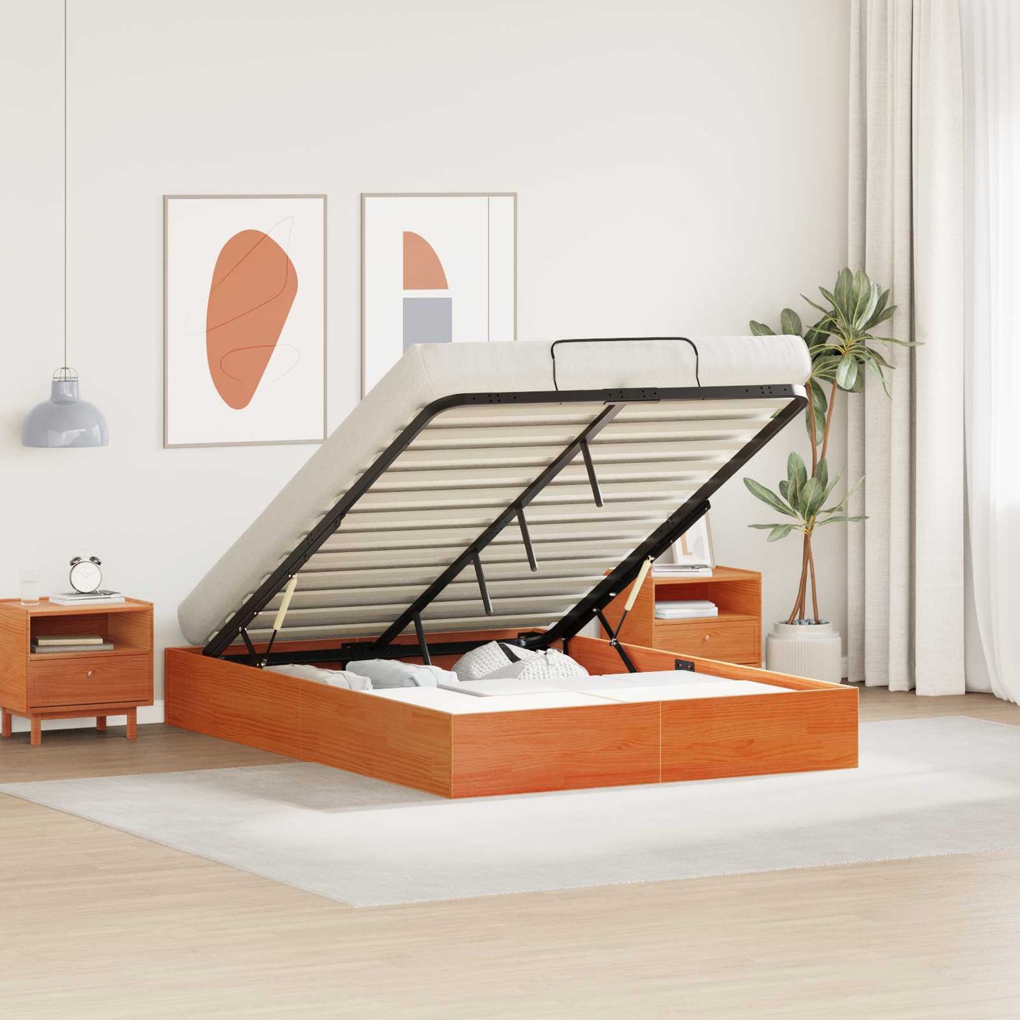 Ottoman Seng Ramme med Oppbevaring VoksBrun 135 x 190 cm