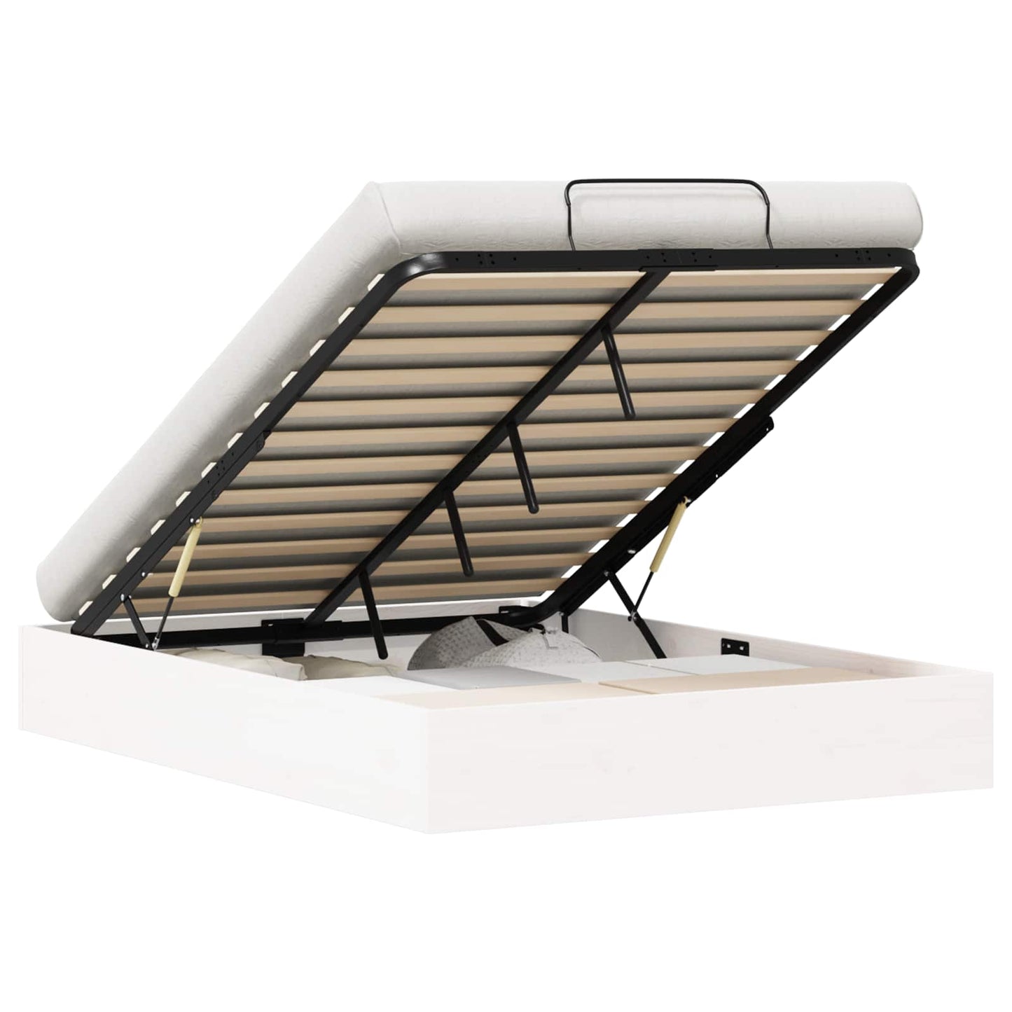 Ottoman Seng Ramme med Oppbevaring Hvit 150 x 200 cm
