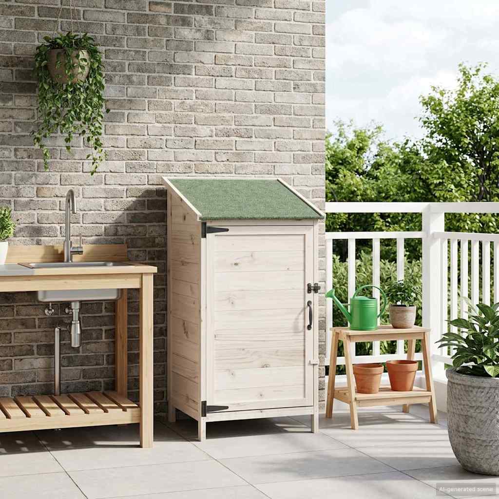 Hagehus med tak med lås Hvit 59 x 56 x 113,5 cm Massiv Furu Tre