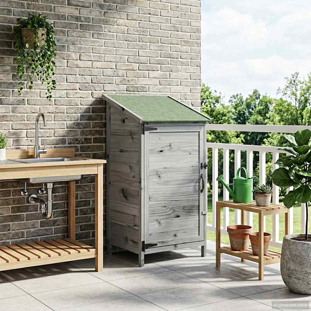 Hagehus med tak med lås Grå 59 x 56 x 113,5 cm Massiv Furu Tre