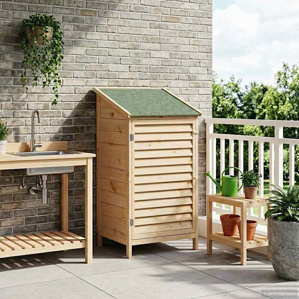 Hagehus med tak Naturlig 59 x 56 x 113,5 cm Massiv Furu Tre
