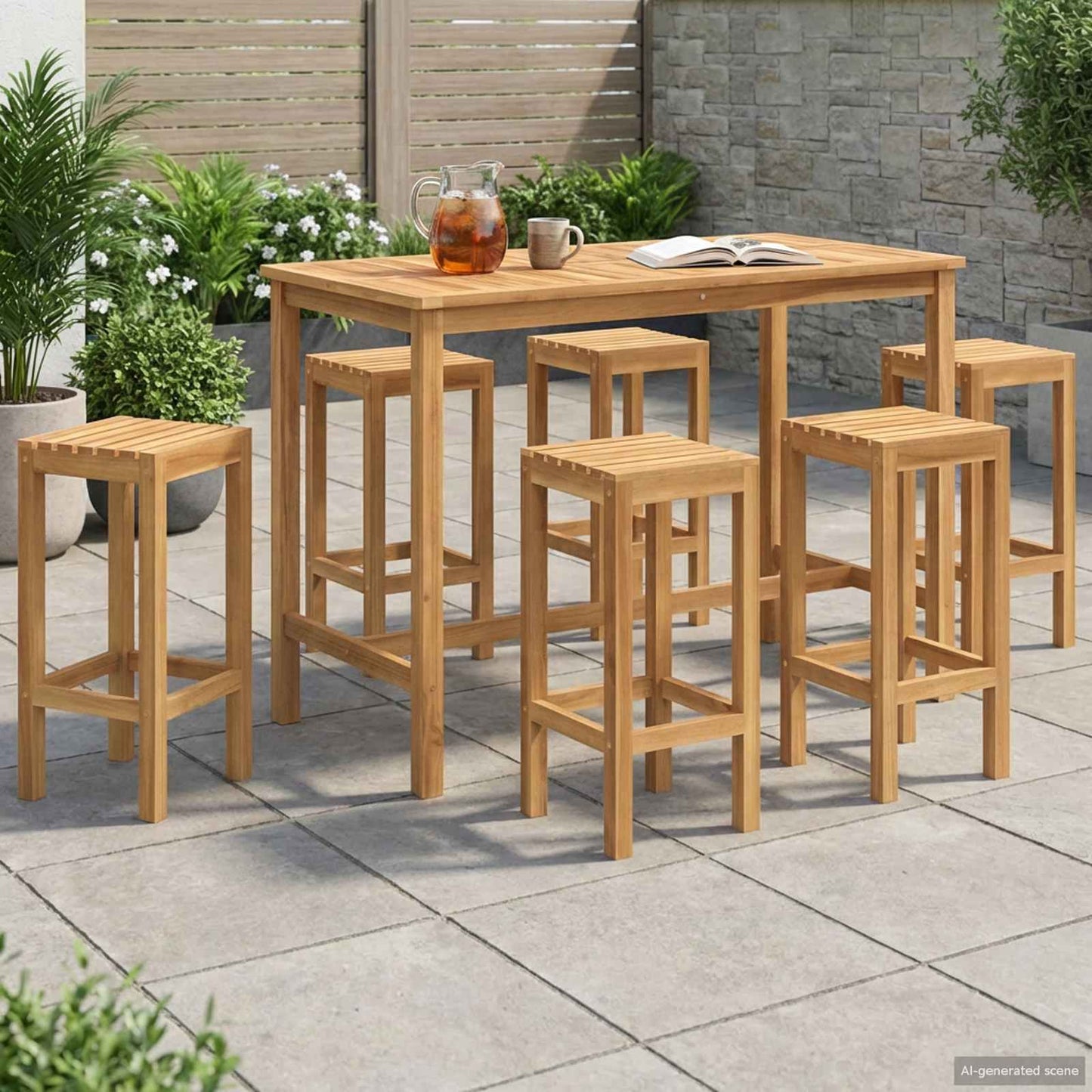 Ute Barsett 7 pcs Naturlig Massivt Teaktre