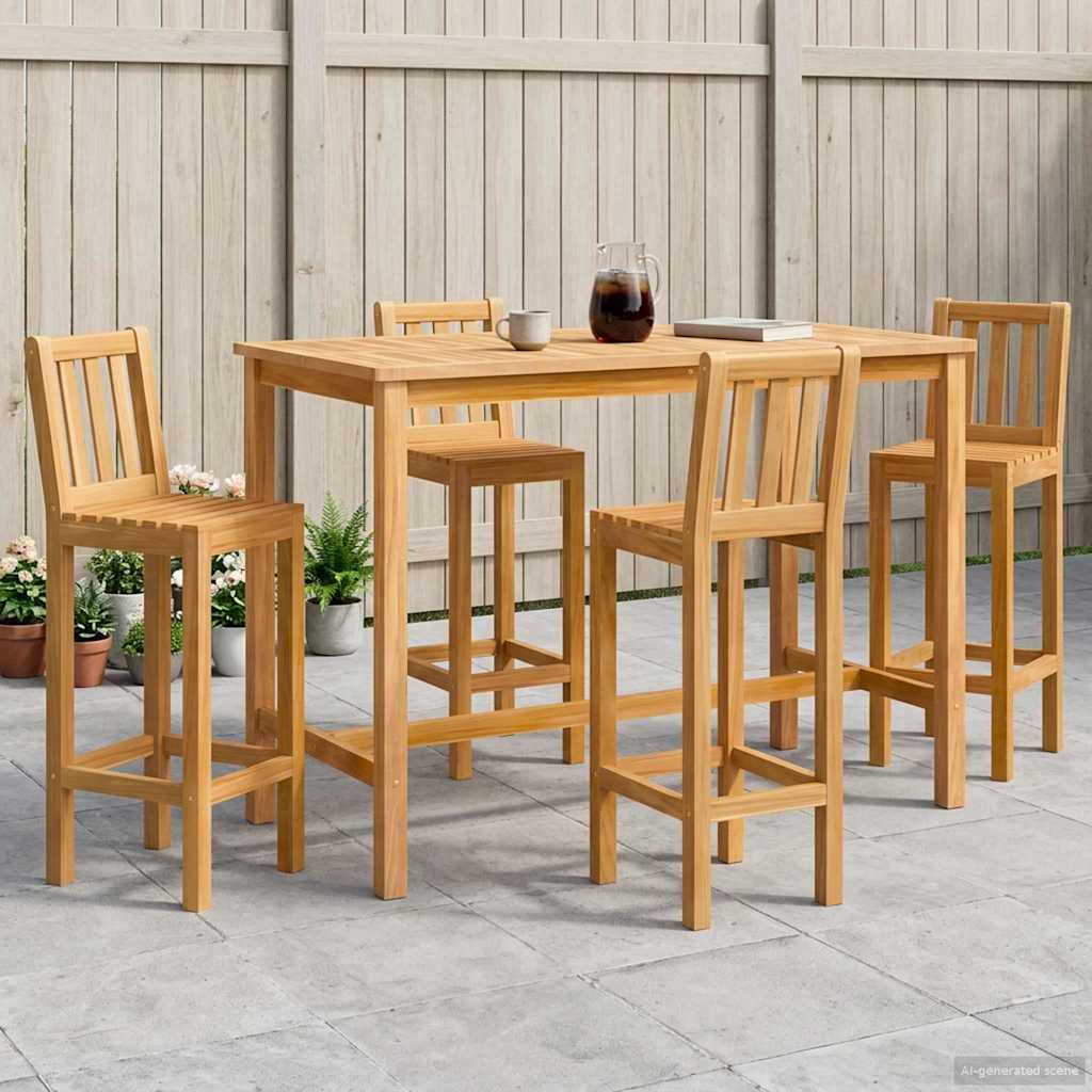 Ute Barsett 5 pcs Naturlig Massivt Teaktre