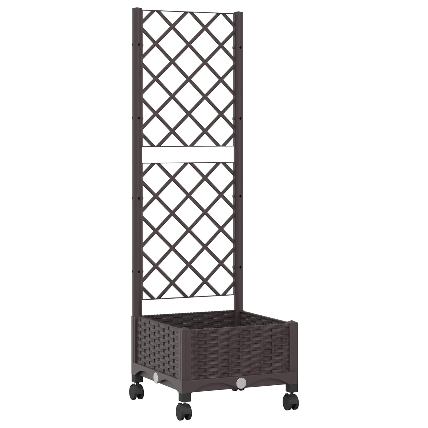 Hageplanter med espalier og hjul Brun 40 x 40 x 131,5 cm PP