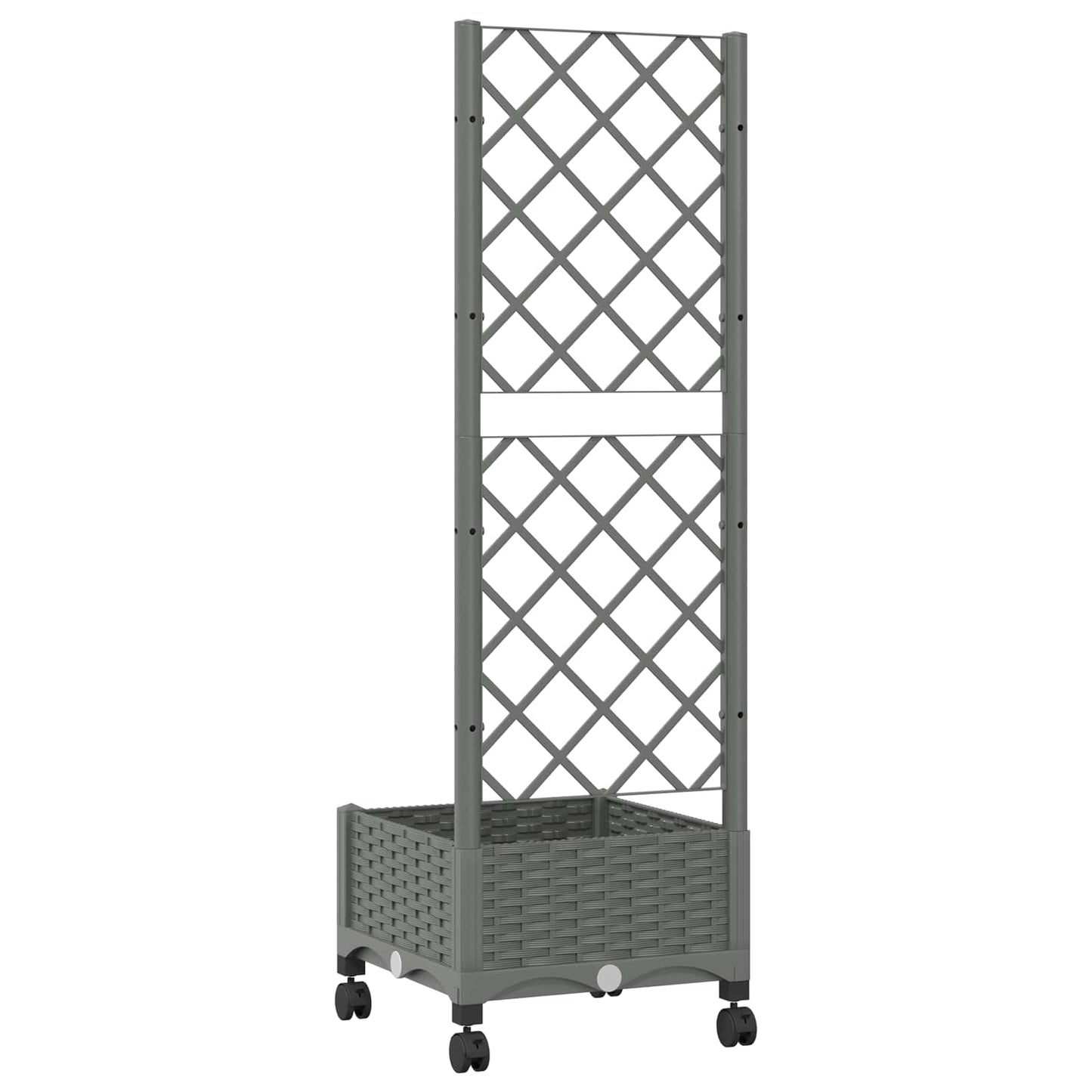 Hageplanter med espalier og hjul Lysegrå 40 x 40 x 131,5 cm PP