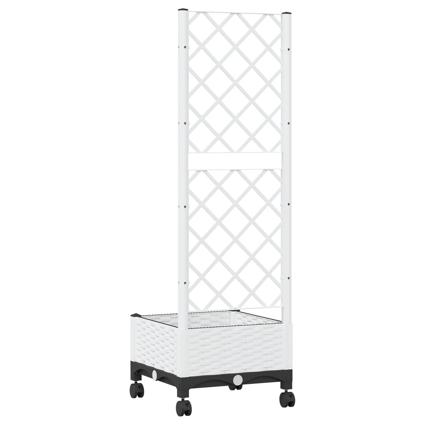 Hageplanter med espalier og hjul Hvit 40 x 40 x 131,5 cm PP