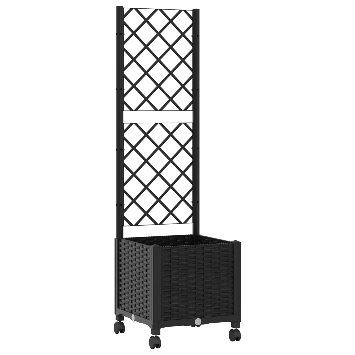 Hageplanter med espalier og hjul Svart 40 x 40 x 146 cm PP