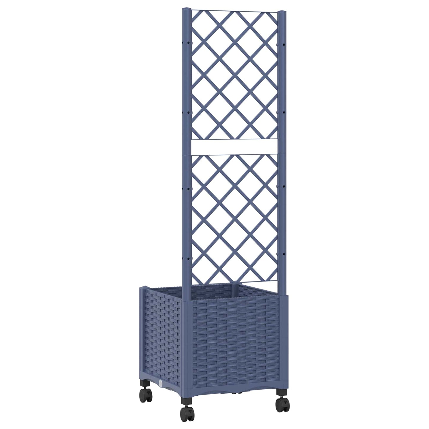 Hageplanter med espalier og hjul Blågrå 40 x 40 x 146 cm PP