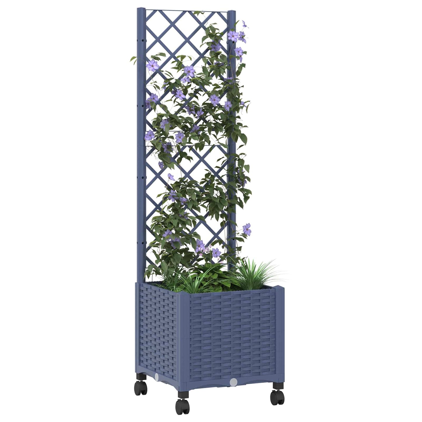 Hageplanter med espalier og hjul Blågrå 40 x 40 x 146 cm PP