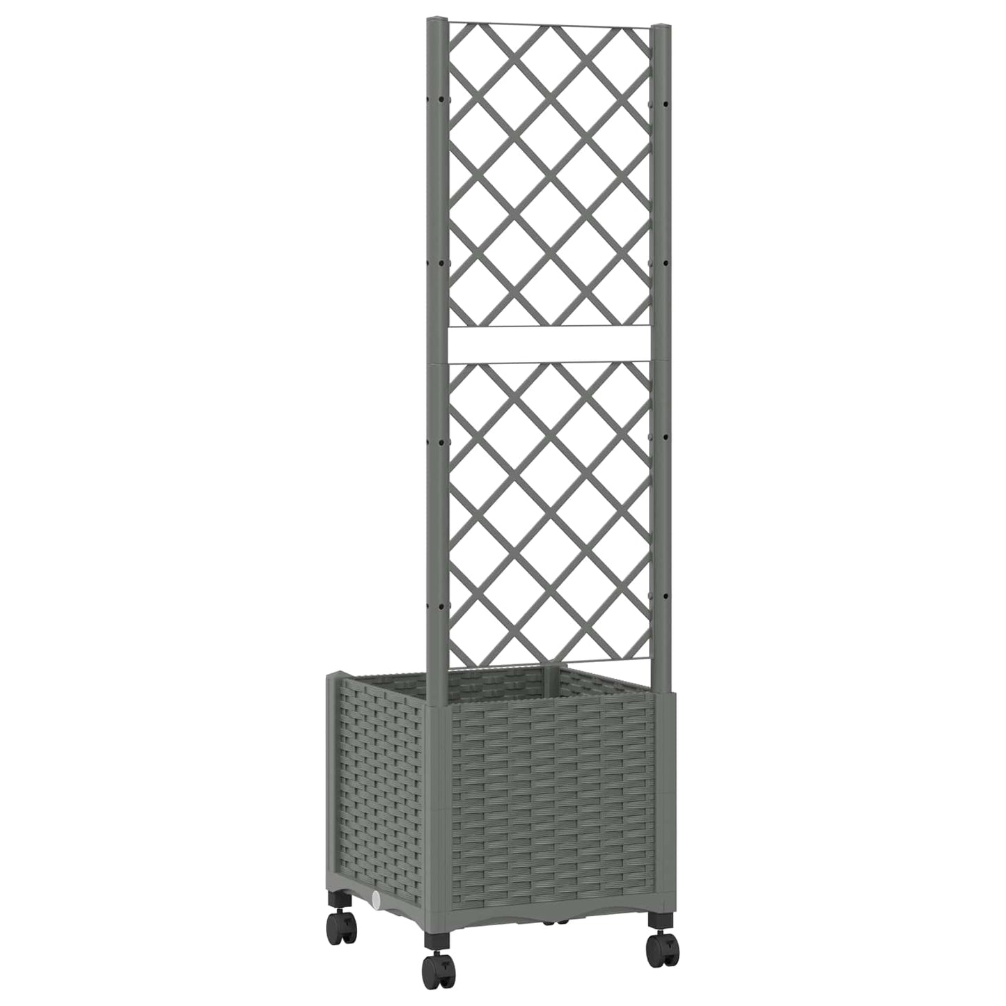 Hageplanter med espalier og hjul Lysegrå 40 x 40 x 146 cm PP