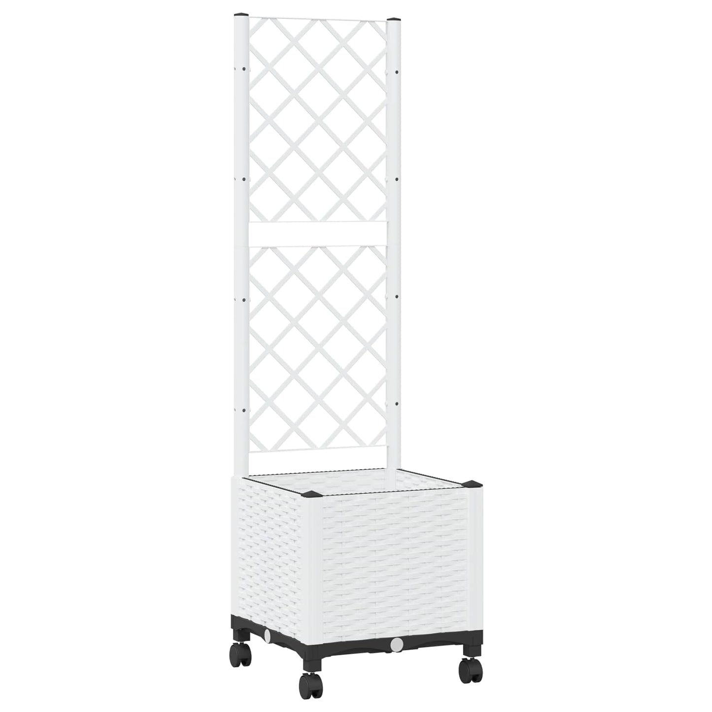 Hageplanter med espalier og hjul Hvit 40 x 40 x 146 cm PP