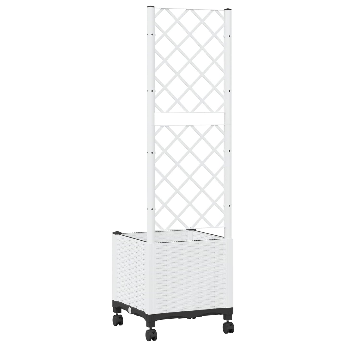 Hageplanter med espalier og hjul Hvit 40 x 40 x 146 cm PP