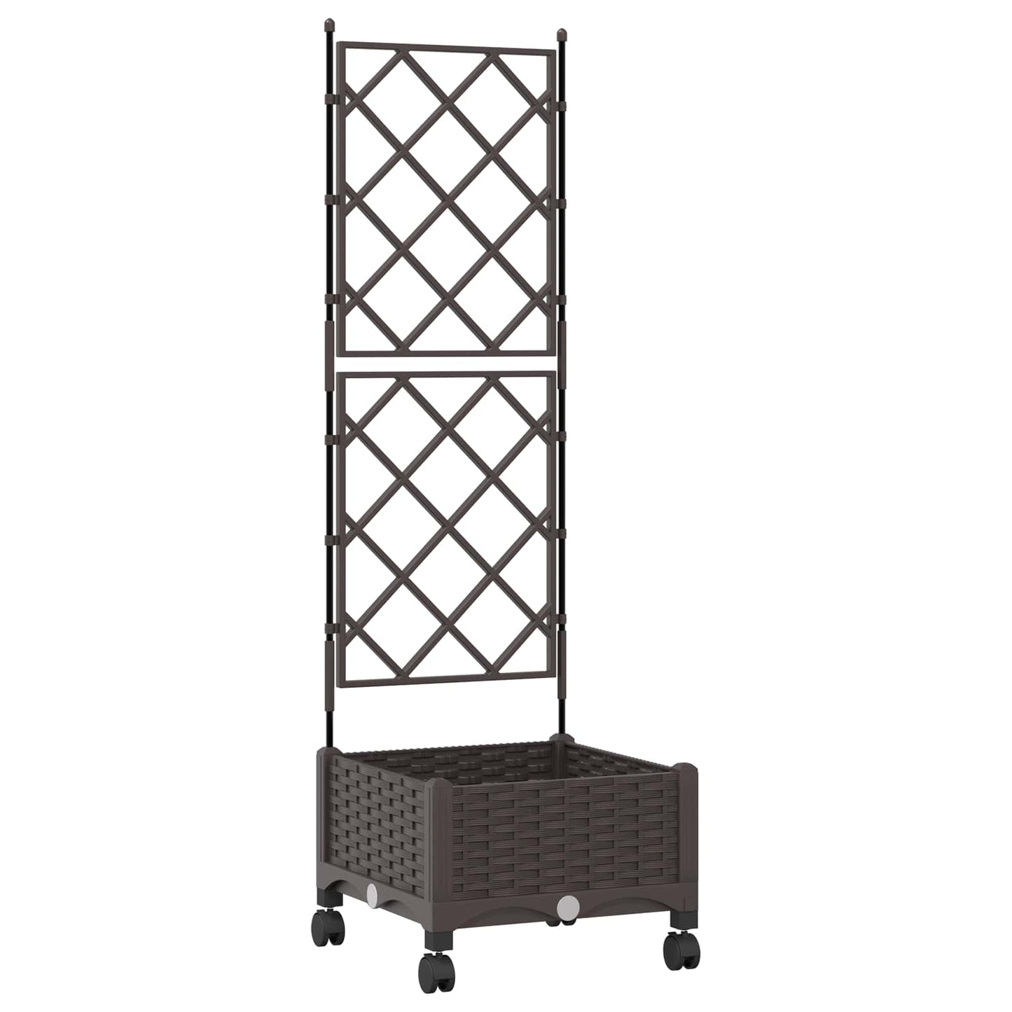 Hageplanter med espalier og hjul Brun 40 x 40 x 131,5 cm PP
