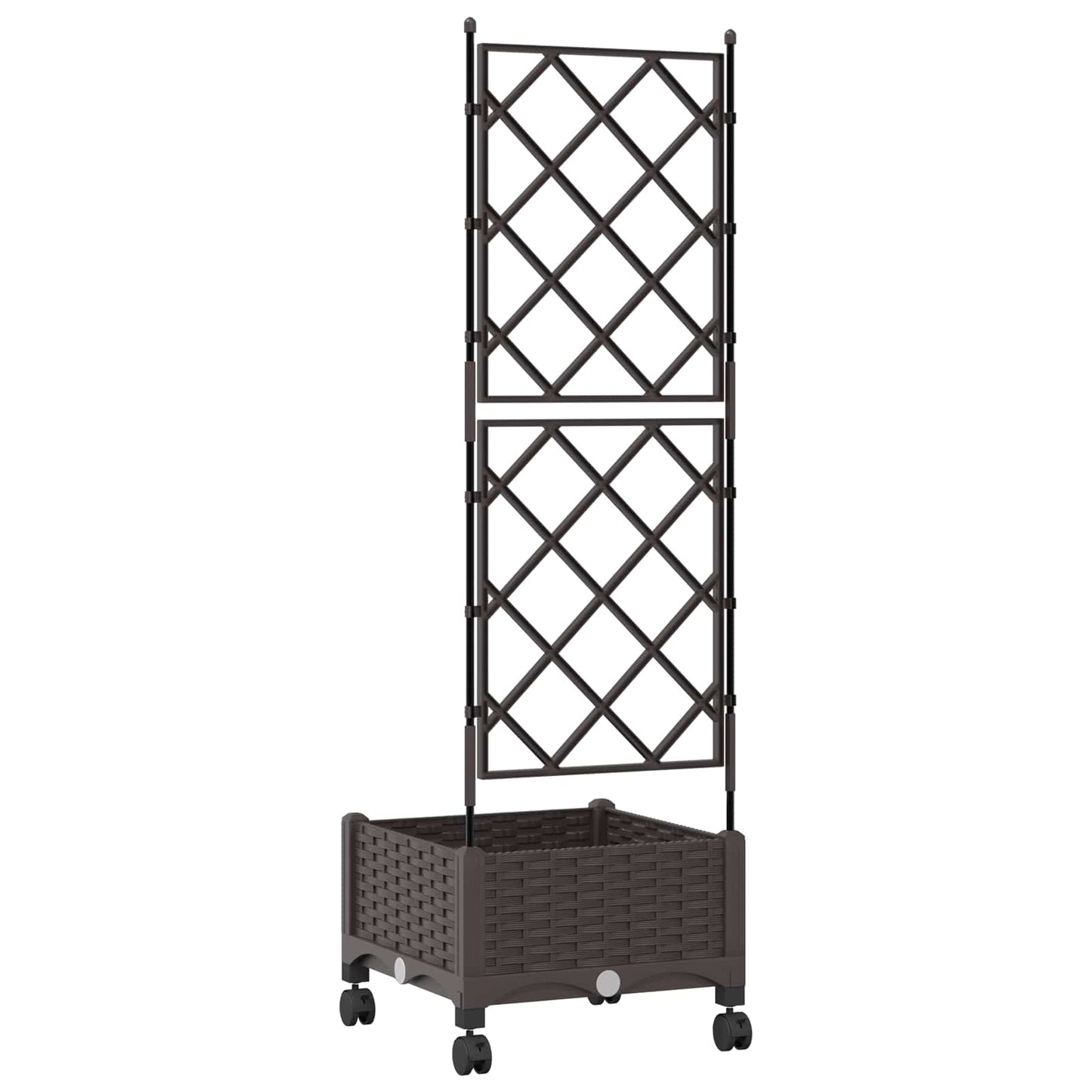 Hageplanter med espalier og hjul Brun 40 x 40 x 131,5 cm PP
