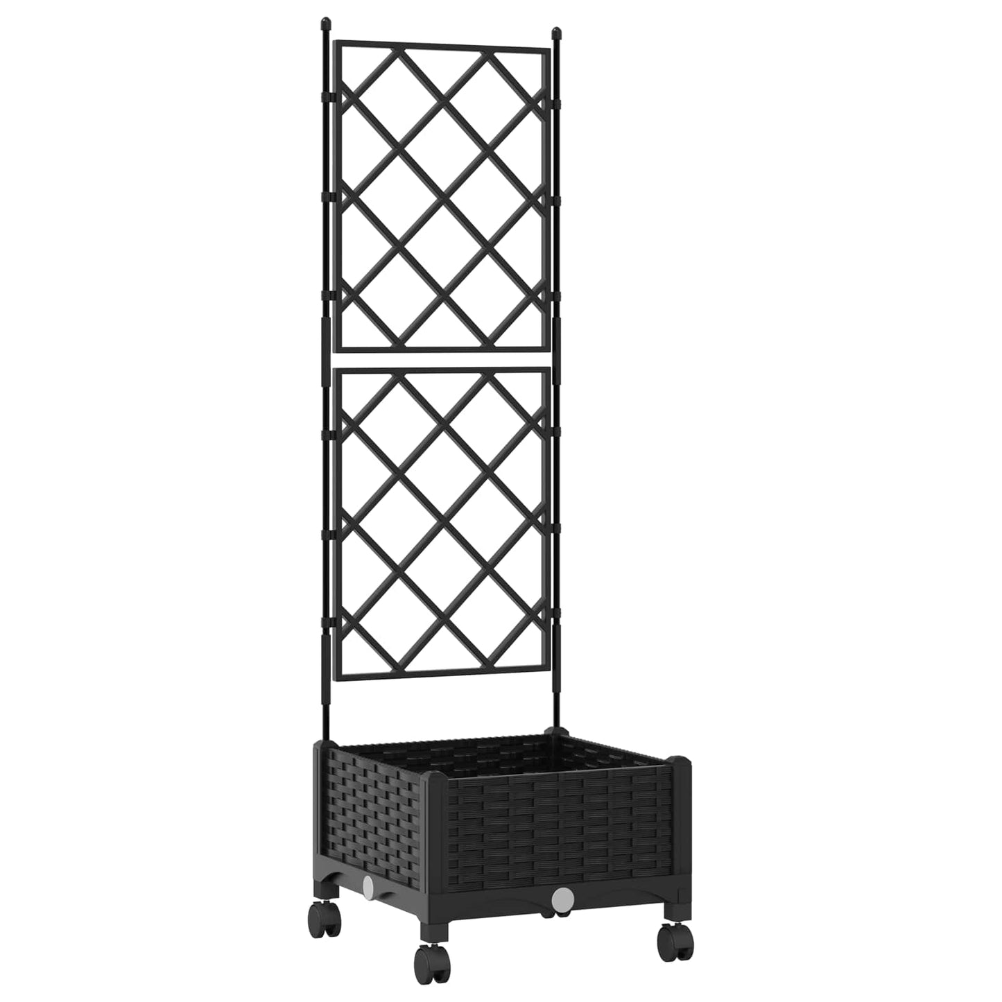 Hageplanter med espalier og hjul Svart 40 x 40 x 131,5 cm PP
