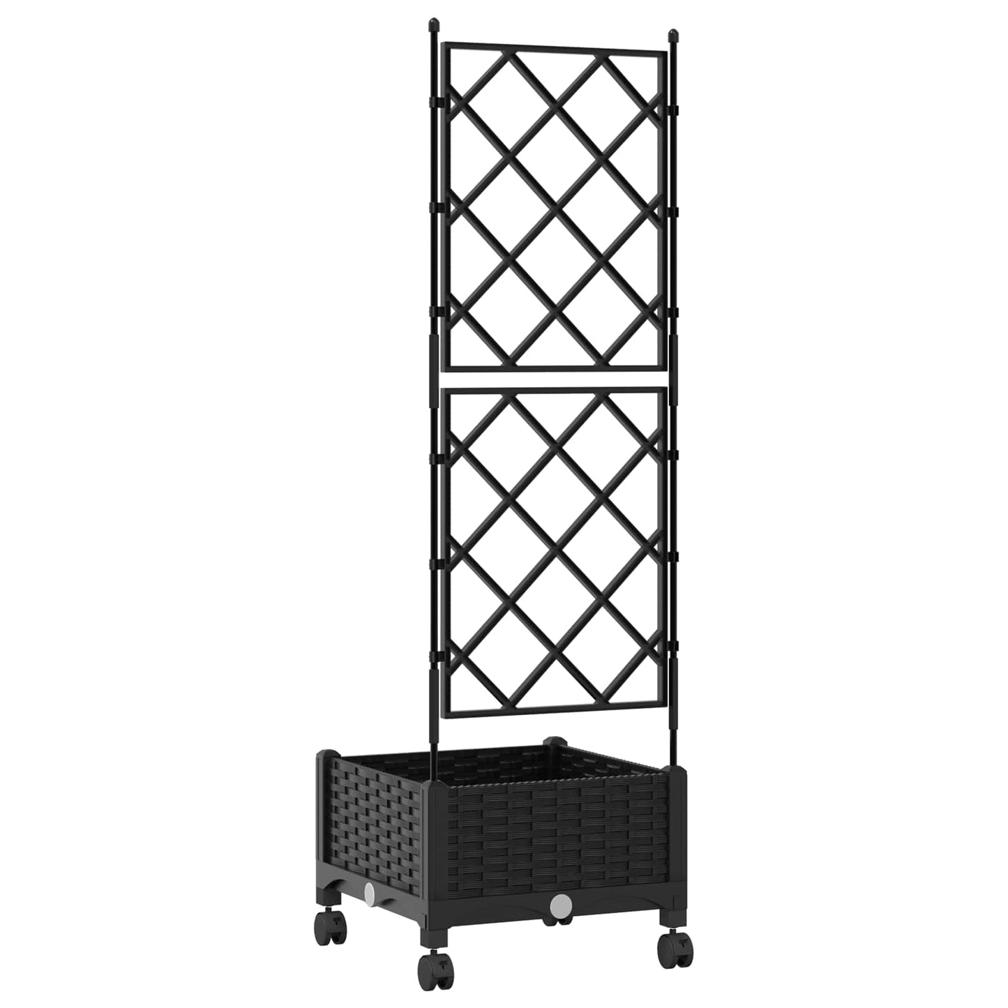 Hageplanter med espalier og hjul Svart 40 x 40 x 131,5 cm PP
