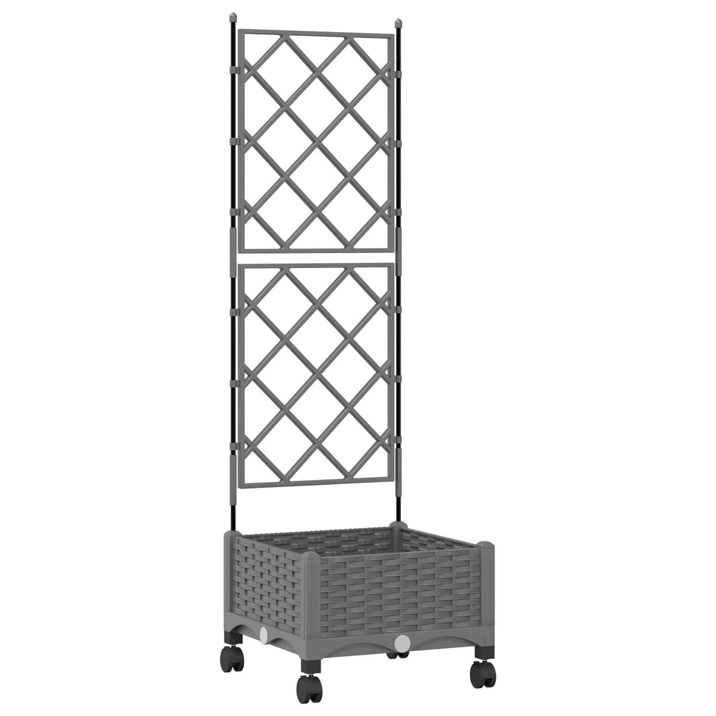 Hageplanter med espalier og hjul Lysegrå 40 x 40 x 131,5 cm PP