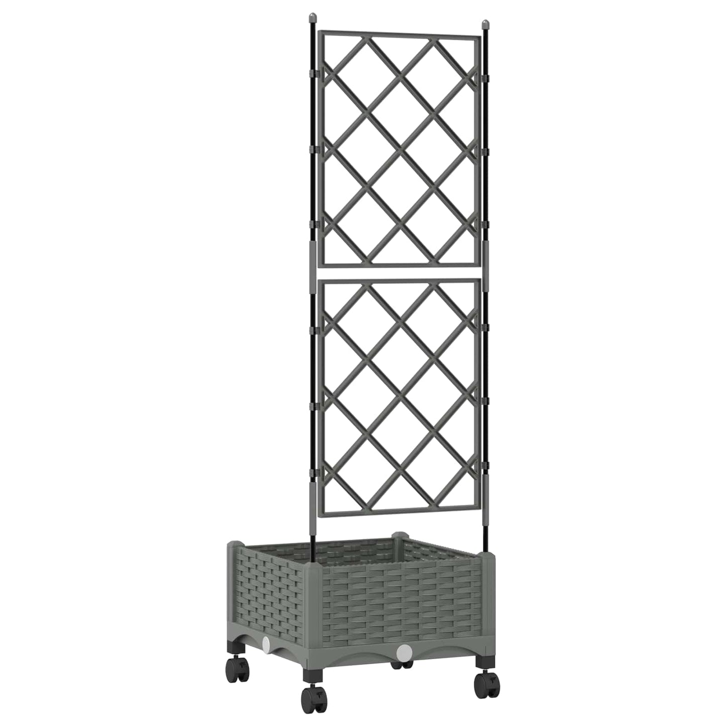Hageplanter med espalier og hjul Lysegrå 40 x 40 x 131,5 cm PP