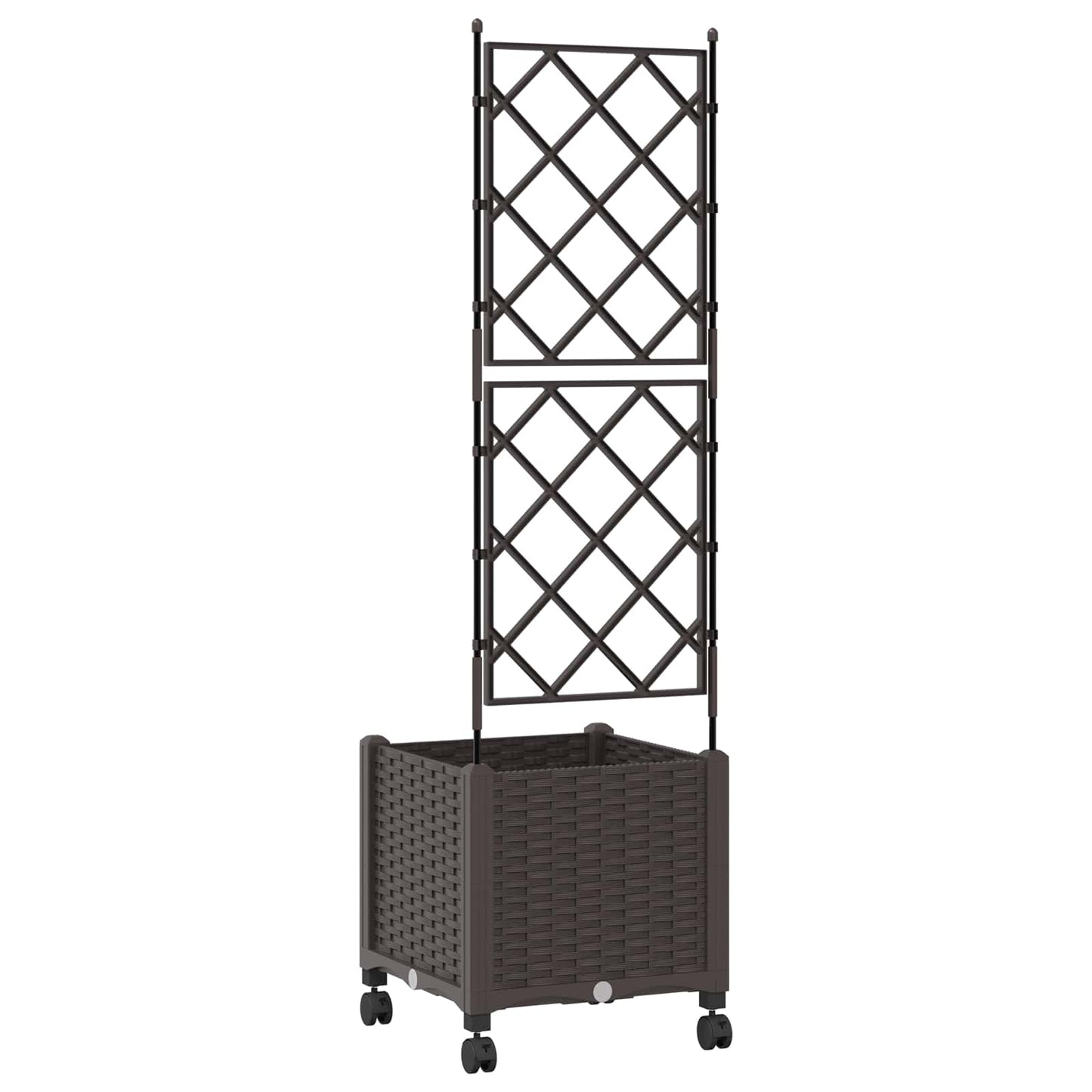 Hageplanter med espalier og hjul Brun 40 x 40 x 149 cm PP