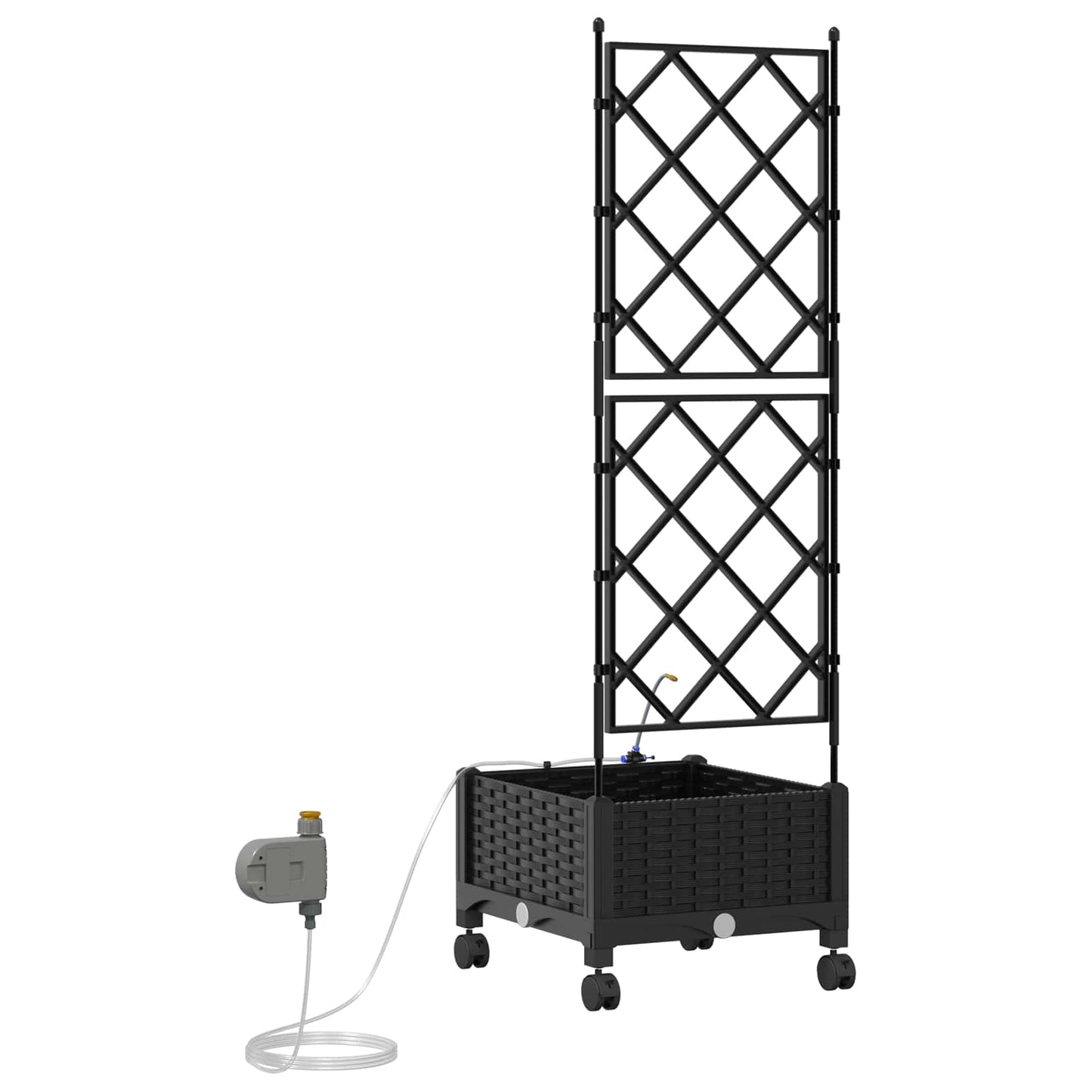 Hageplantekasse med vanning og hjul Svart 40 x 40 x 132 cm PP
