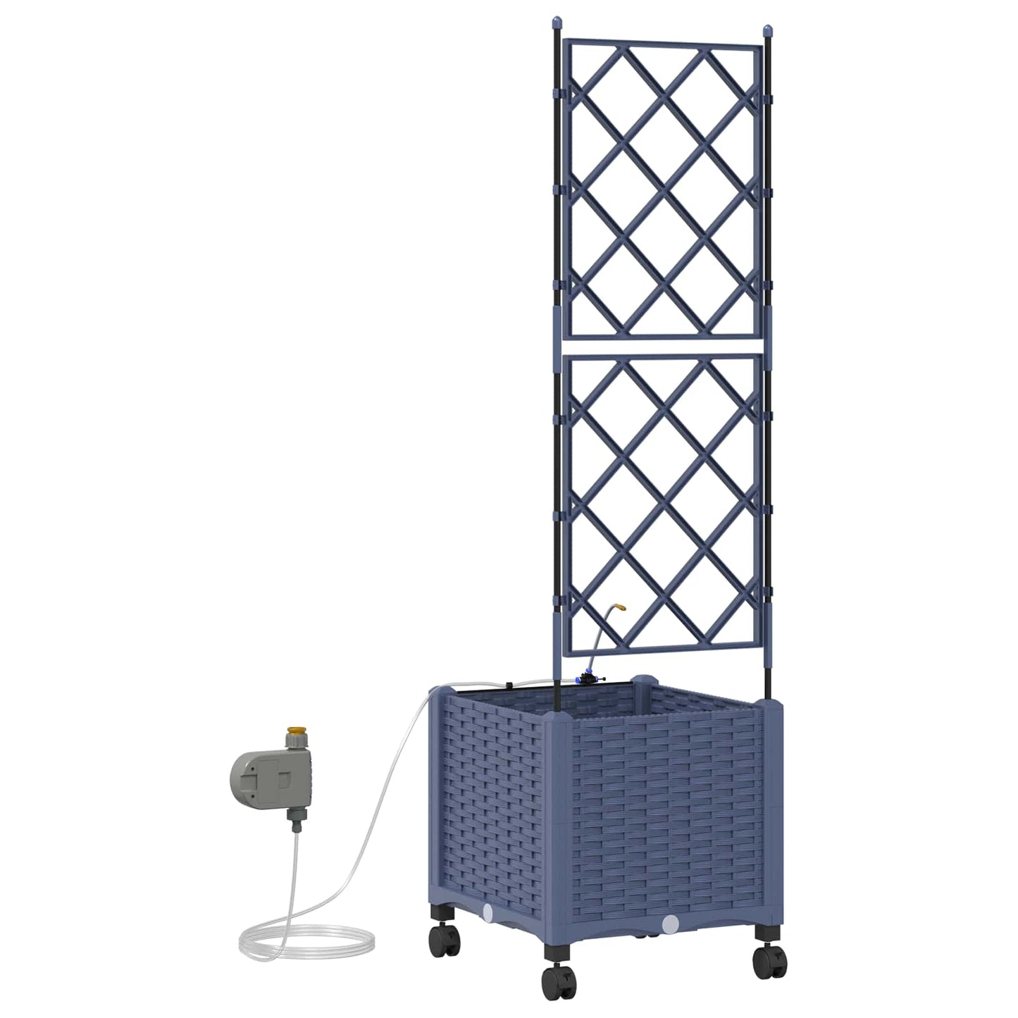 Hageplantekasse med vanning og hjul Grå 40 x 40 x 148 cm PP