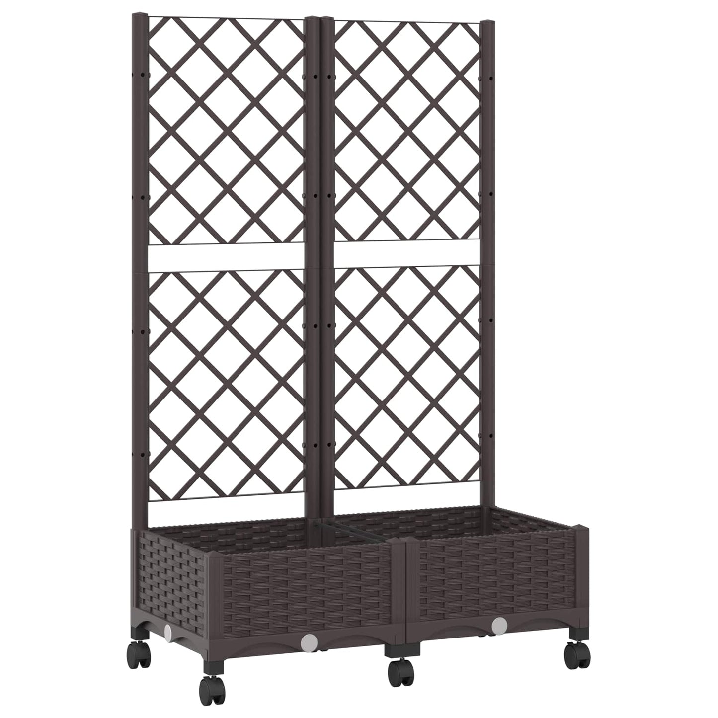 Hageplanter med espalier og hjul Brun 80 x 40 x 131,5 cm PP