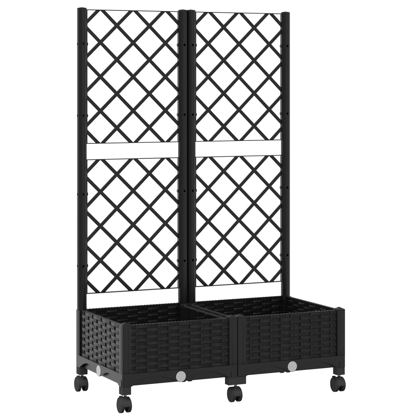 Hageplanter med espalier og hjul Svart 80 x 40 x 131,5 cm PP