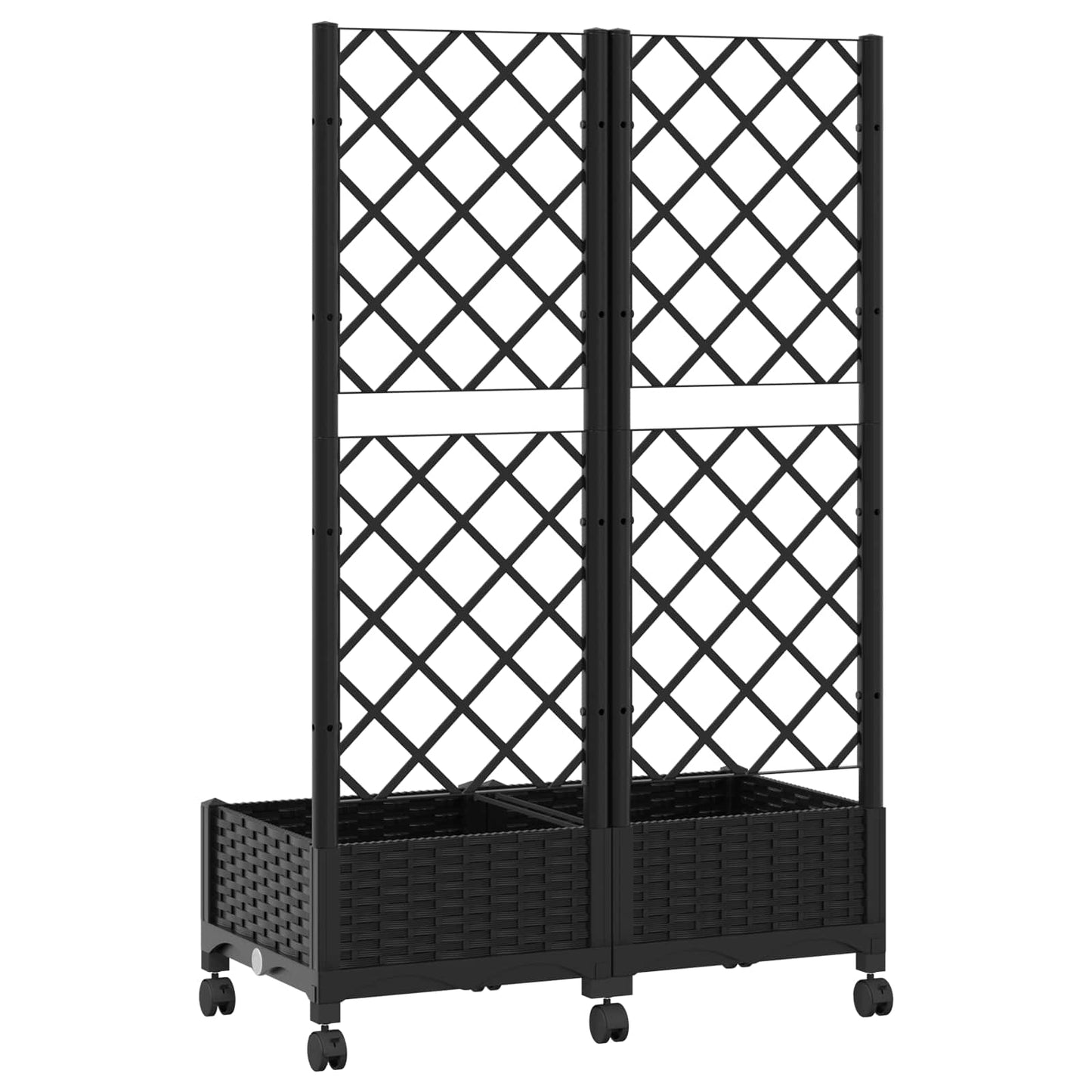 Hageplanter med espalier og hjul Svart 80 x 40 x 131,5 cm PP