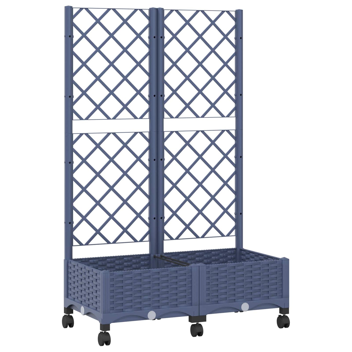Hageplanter med espalier og hjul Blågrå 80 x 40 x 131,5 cm PP