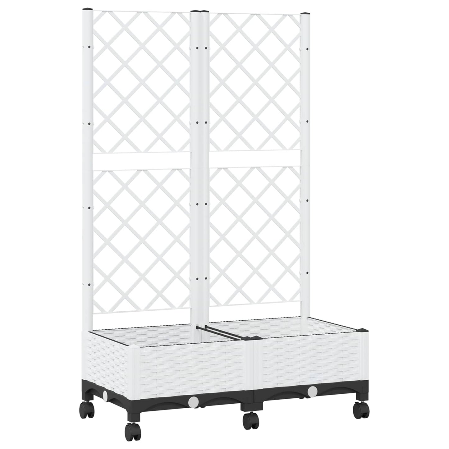 Hageplanter med espalier og hjul Hvit 80 x 40 x 131,5 cm PP