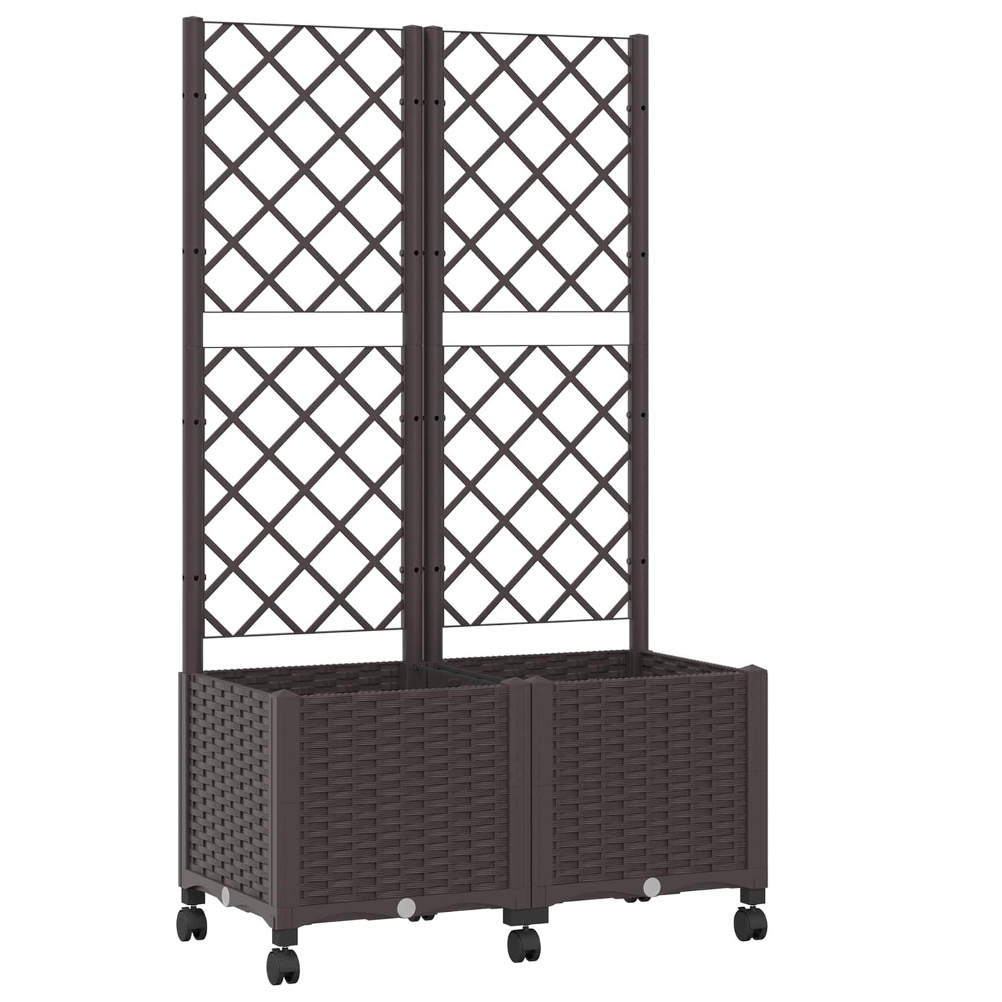 Hageplanter med espalier og hjul Brun 80 x 40 x 146 cm PP