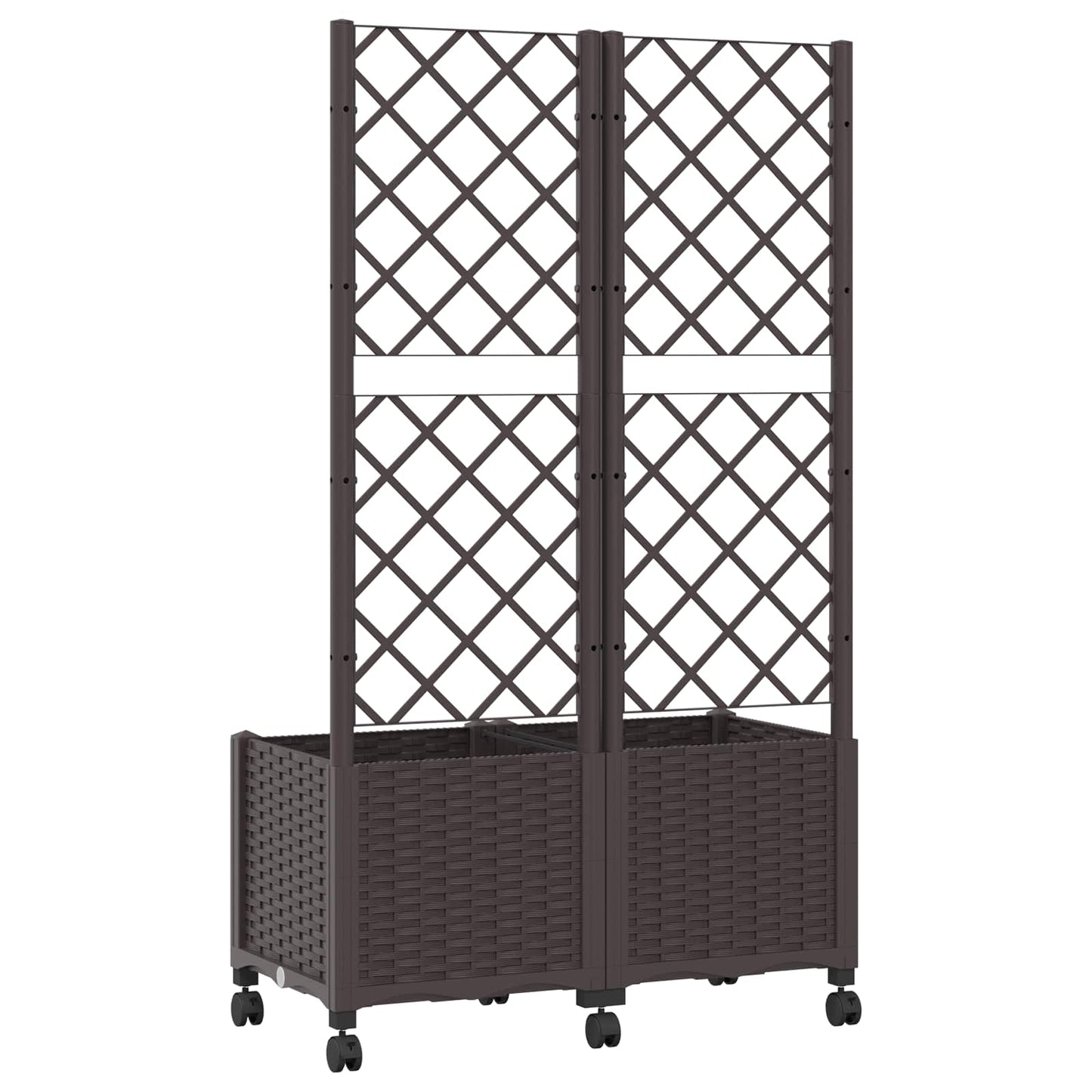 Hageplanter med espalier og hjul Brun 80 x 40 x 146 cm PP