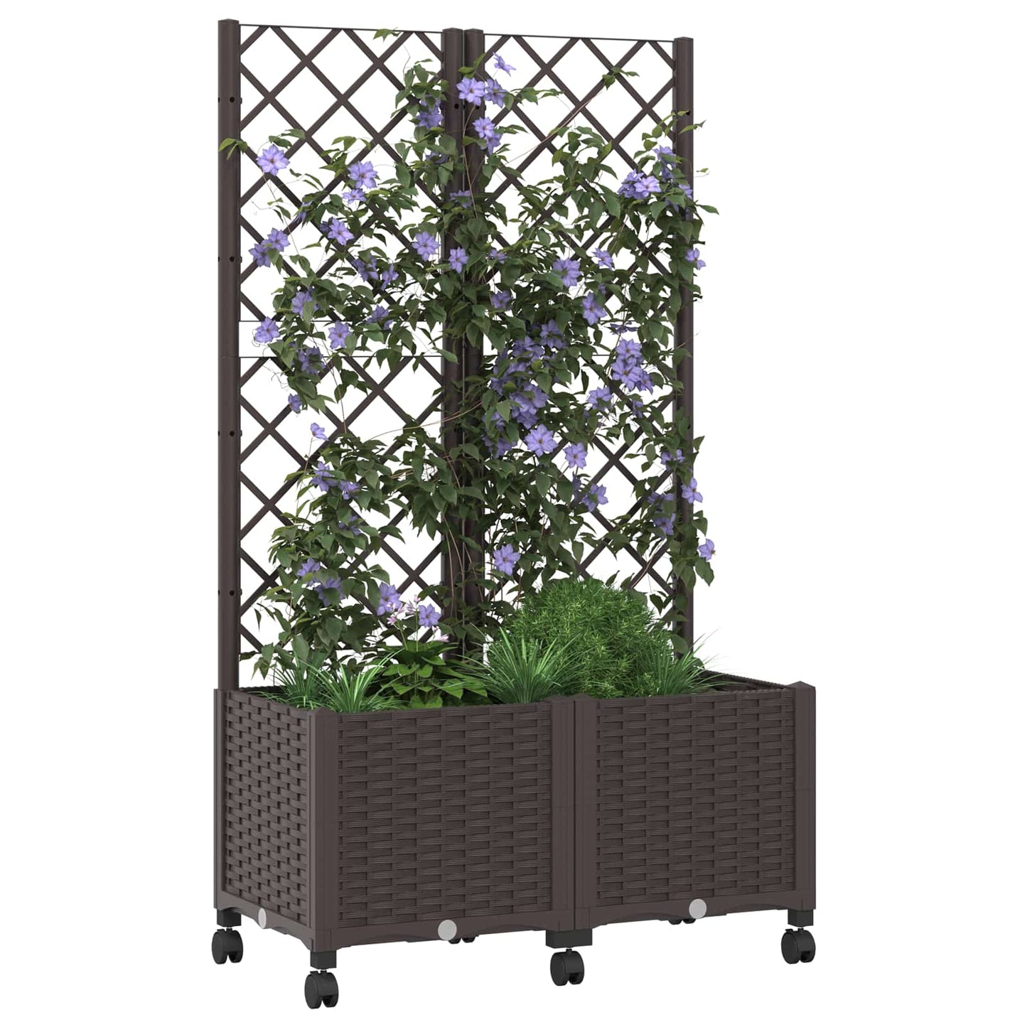 Hageplanter med espalier og hjul Brun 80 x 40 x 146 cm PP