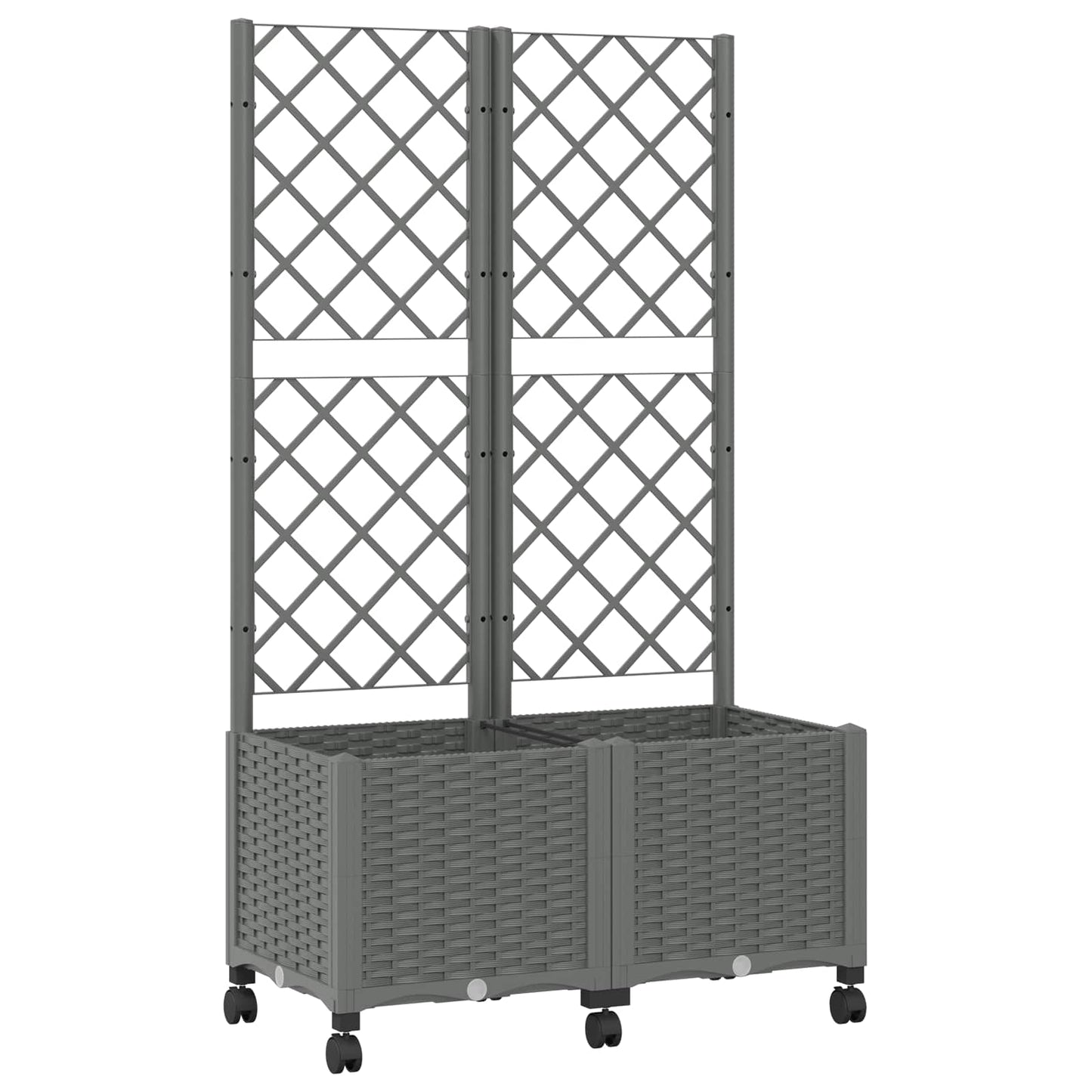 Hageplanter med espalier og hjul Lysegrå 80 x 40 x 146 cm PP