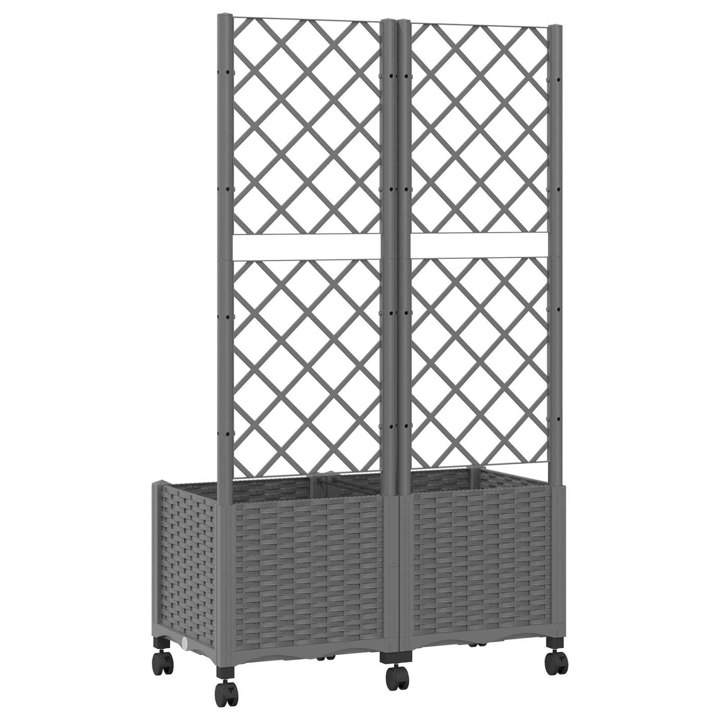 Hageplanter med espalier og hjul Lysegrå 80 x 40 x 146 cm PP
