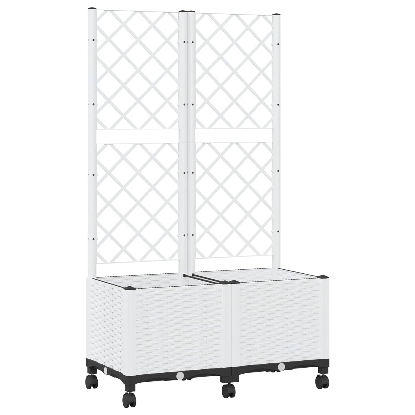 Hageplanter med espalier og hjul Hvit 80 x 40 x 146 cm PP