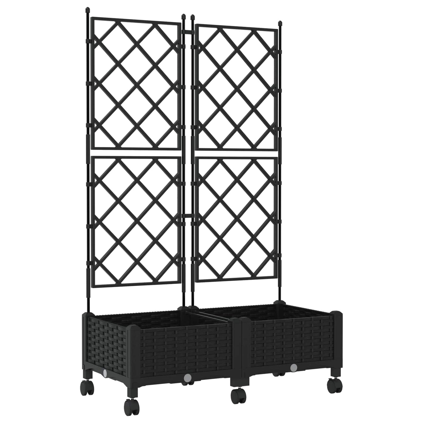 Hageplanter med espalier og hjul 2 stk. Svart PP