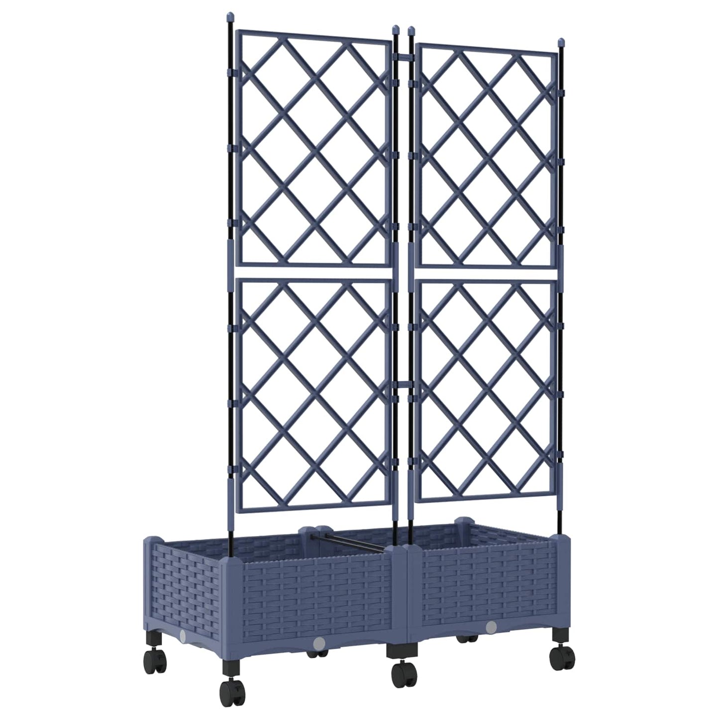 Hageplanter med espalier og hjul 2 stk. Grå 80 x 40 x 131,5 cm